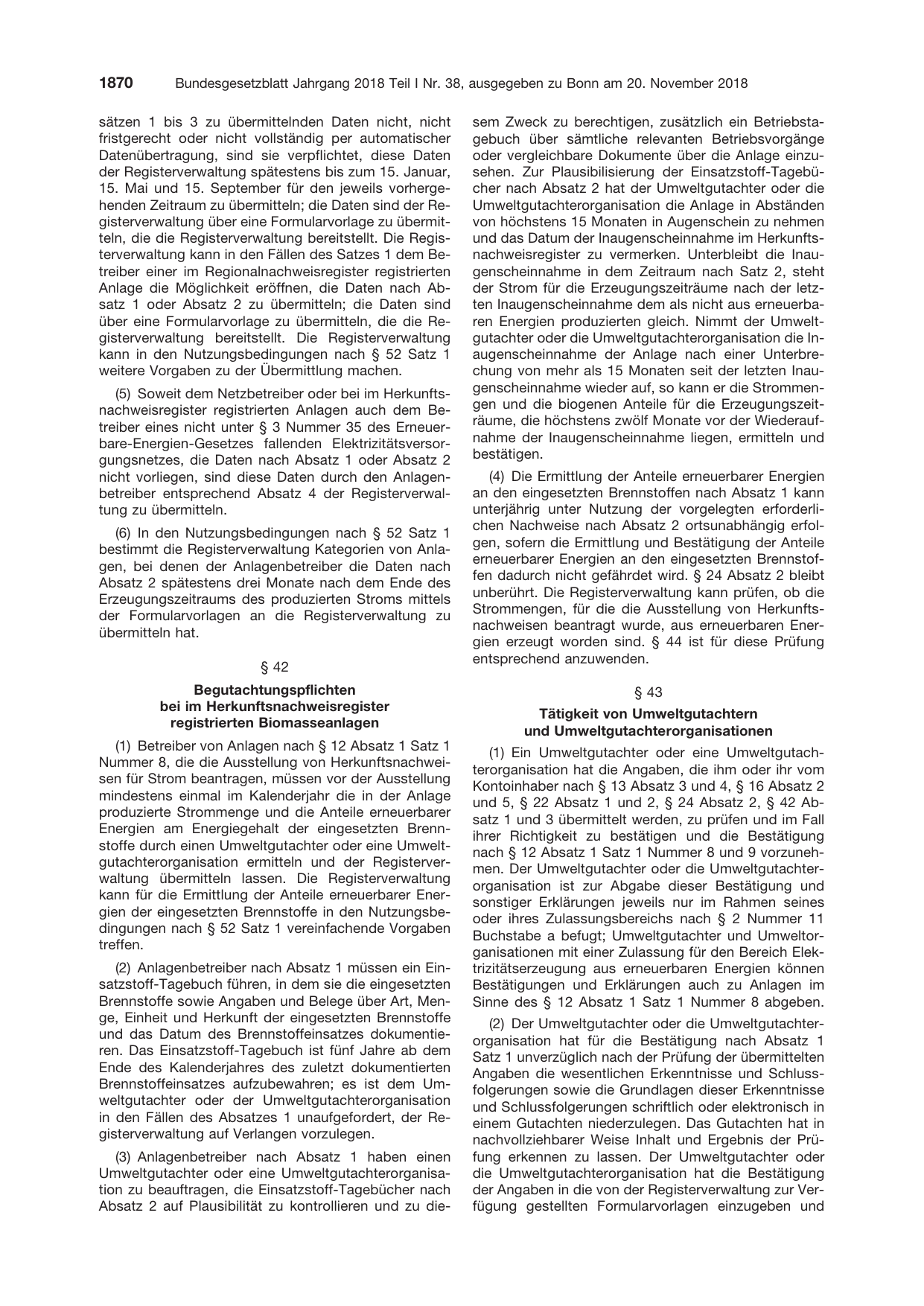 BGBl. 2018, Seite 1870 — Originalseite als Abbildung