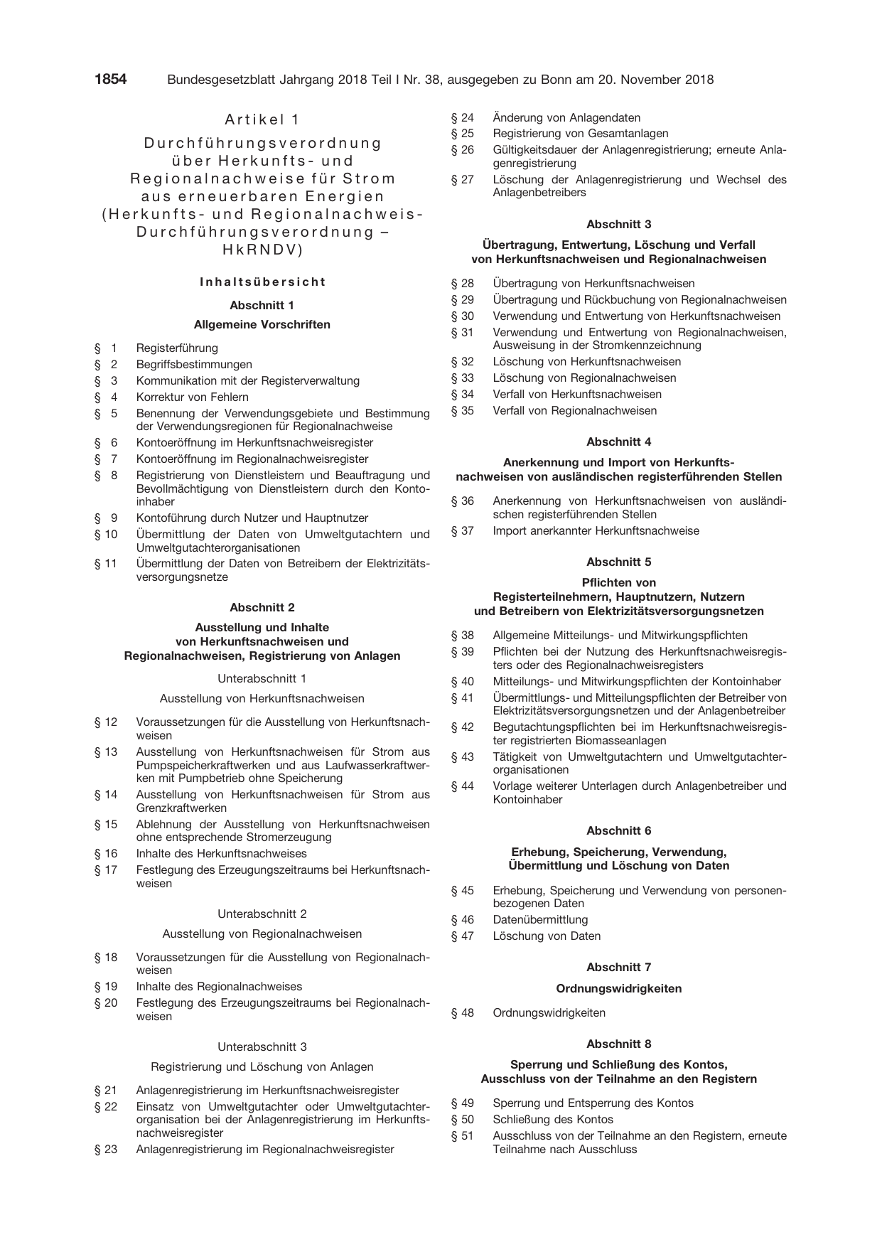 BGBl. 2018, Seite 1854 — Originalseite als Abbildung