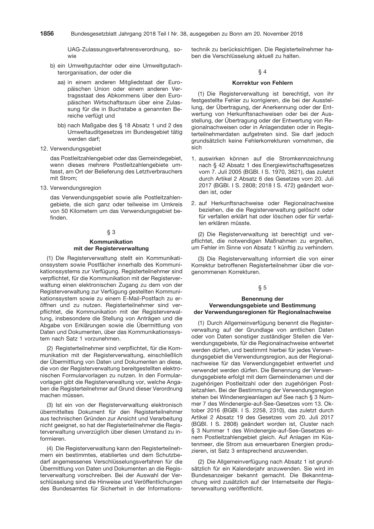 BGBl. 2018, Seite 1856 — Originalseite als Abbildung