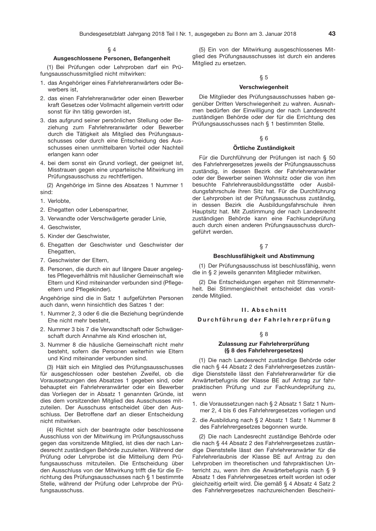 BGBl. 2018, Seite 43 — Originalseite als Abbildung