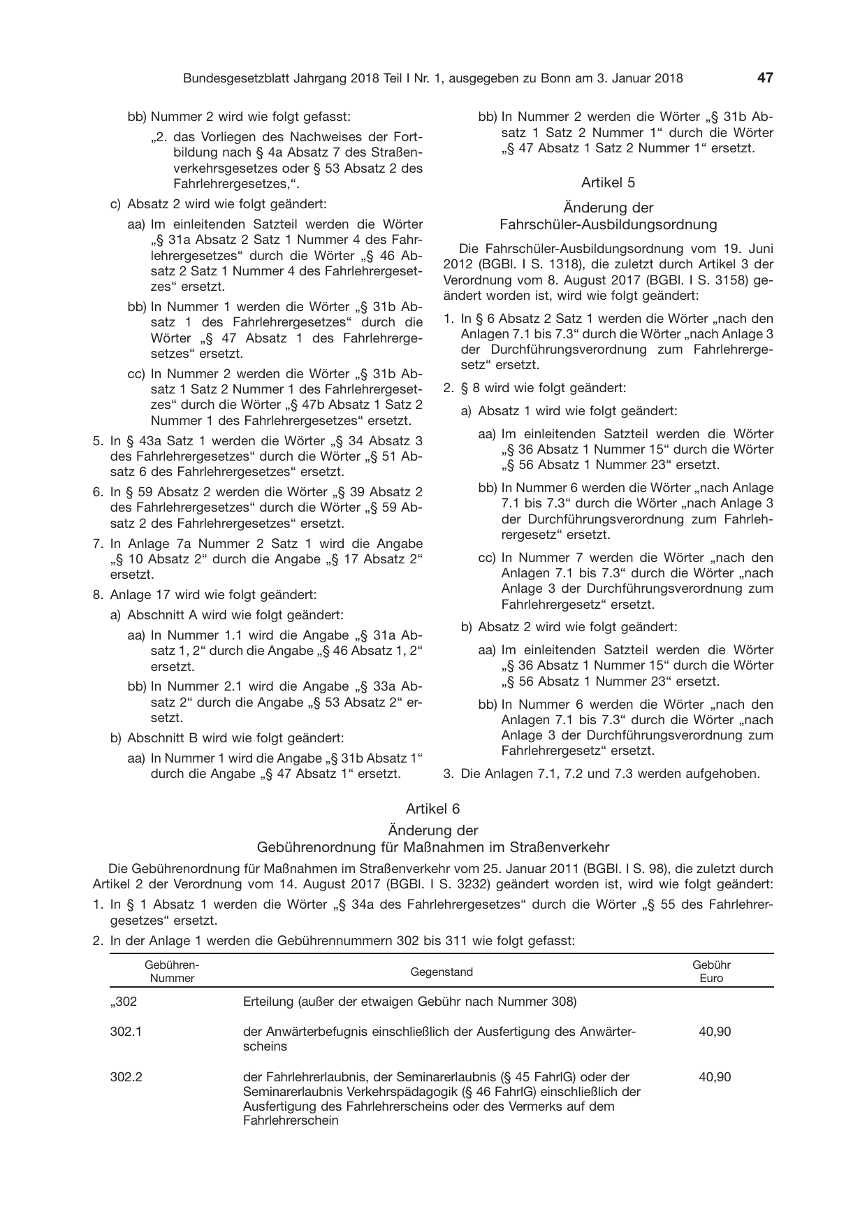 BGBl. 2018, Seite 47 — Originalseite als Abbildung