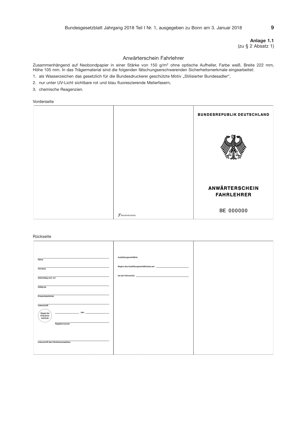 BGBl. 2018, Seite 9 — Originalseite als Abbildung
