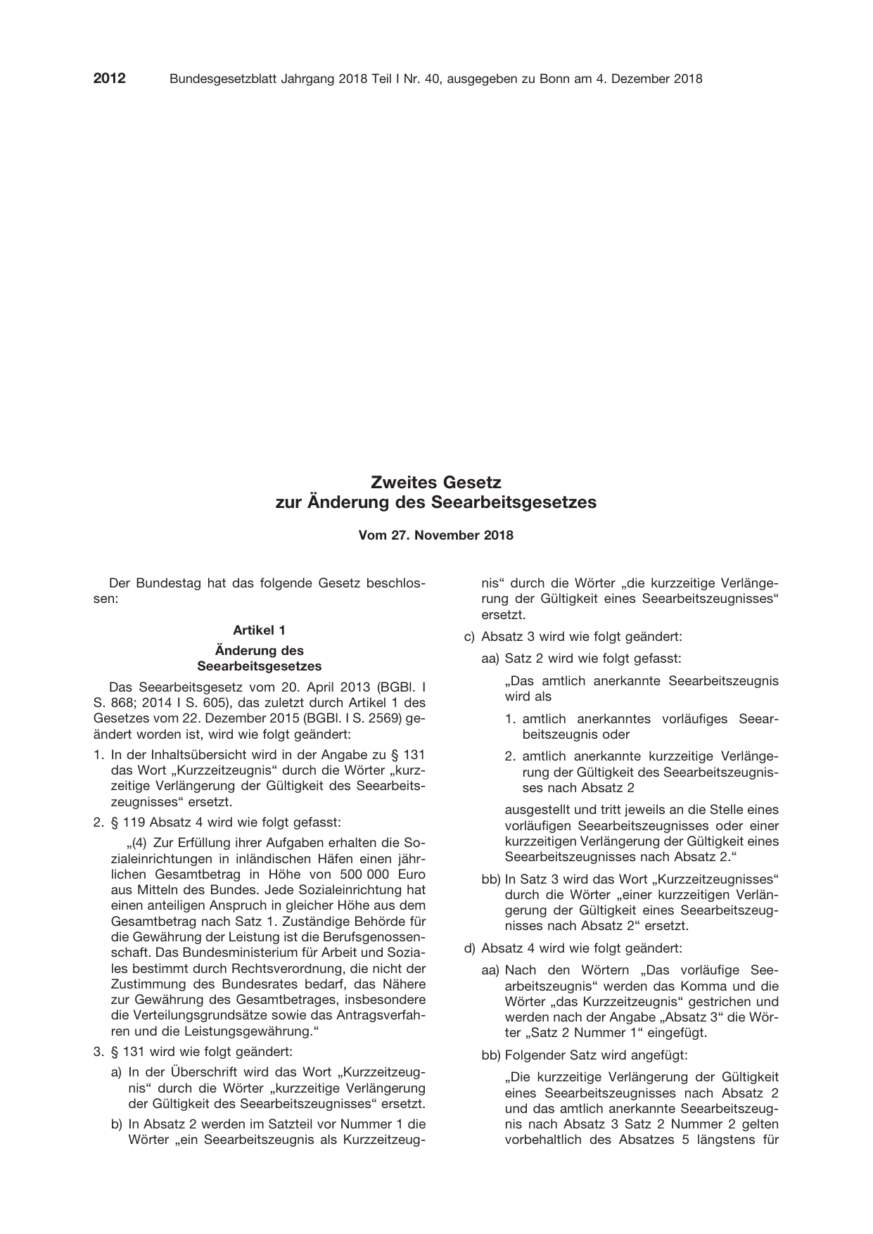 BGBl. 2018, Seite 2012 — Originalseite als Abbildung