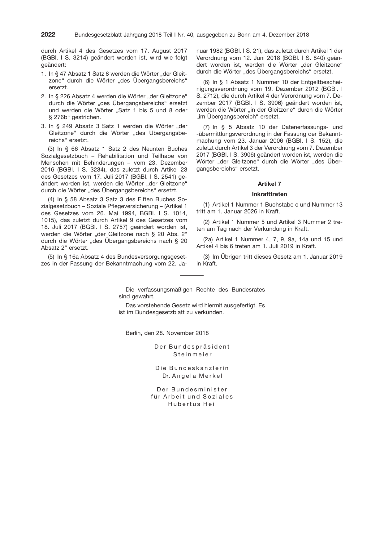BGBl. 2018, Seite 2022 — Originalseite als Abbildung