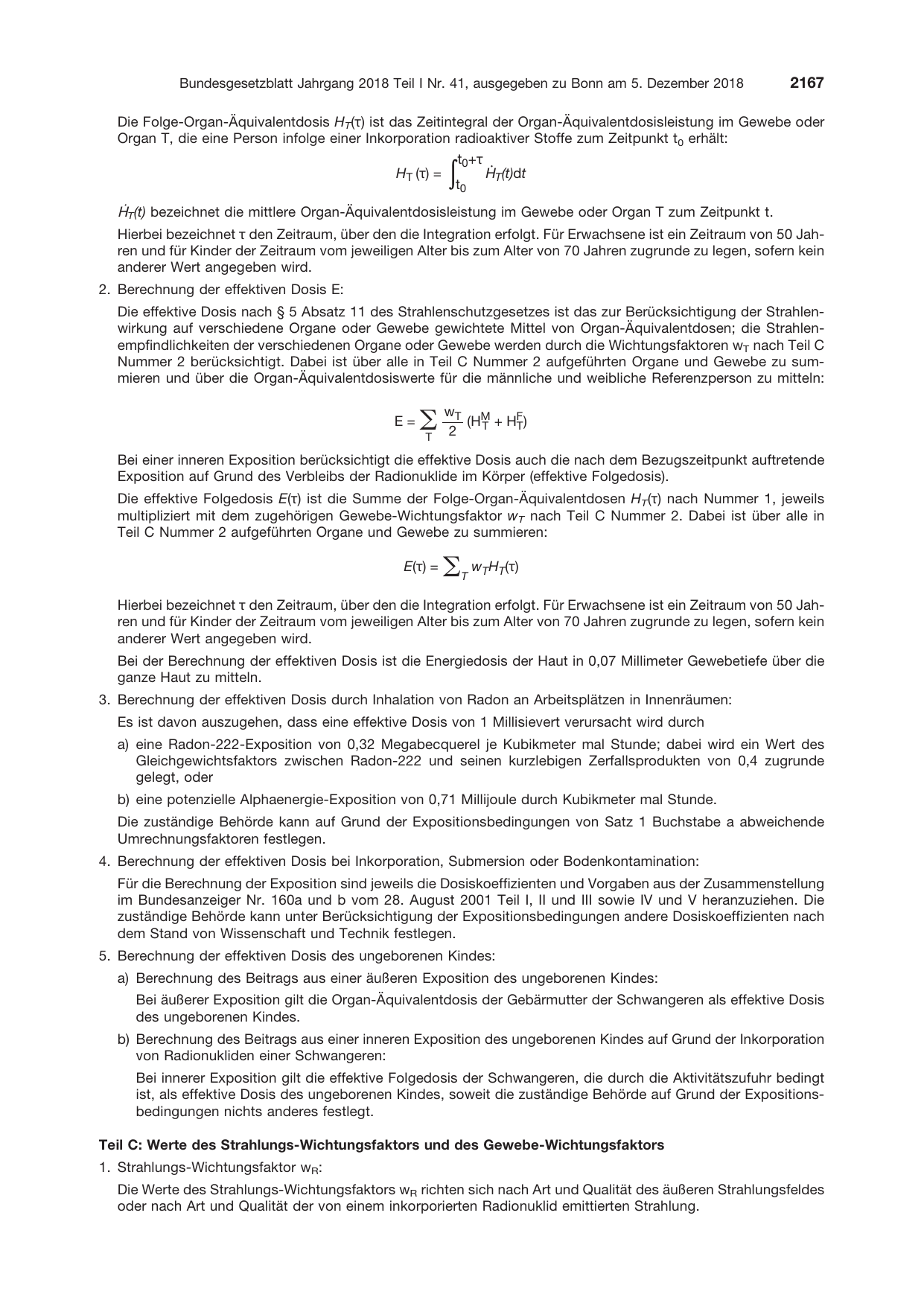 BGBl. 2018, Seite 2167 — Originalseite als Abbildung