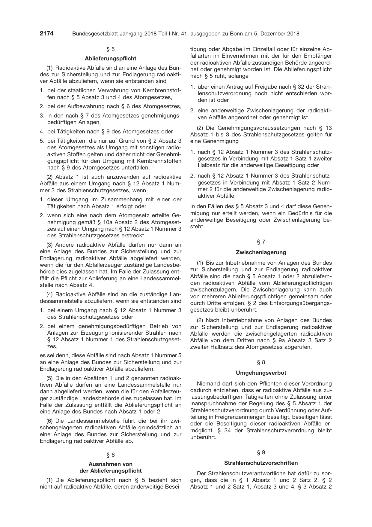 BGBl. 2018, Seite 2174 — Originalseite als Abbildung