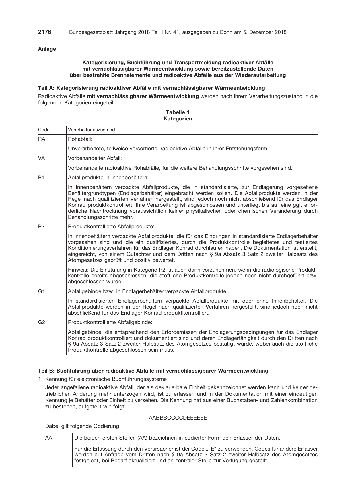 BGBl. 2018, Seite 2176 — Originalseite als Abbildung