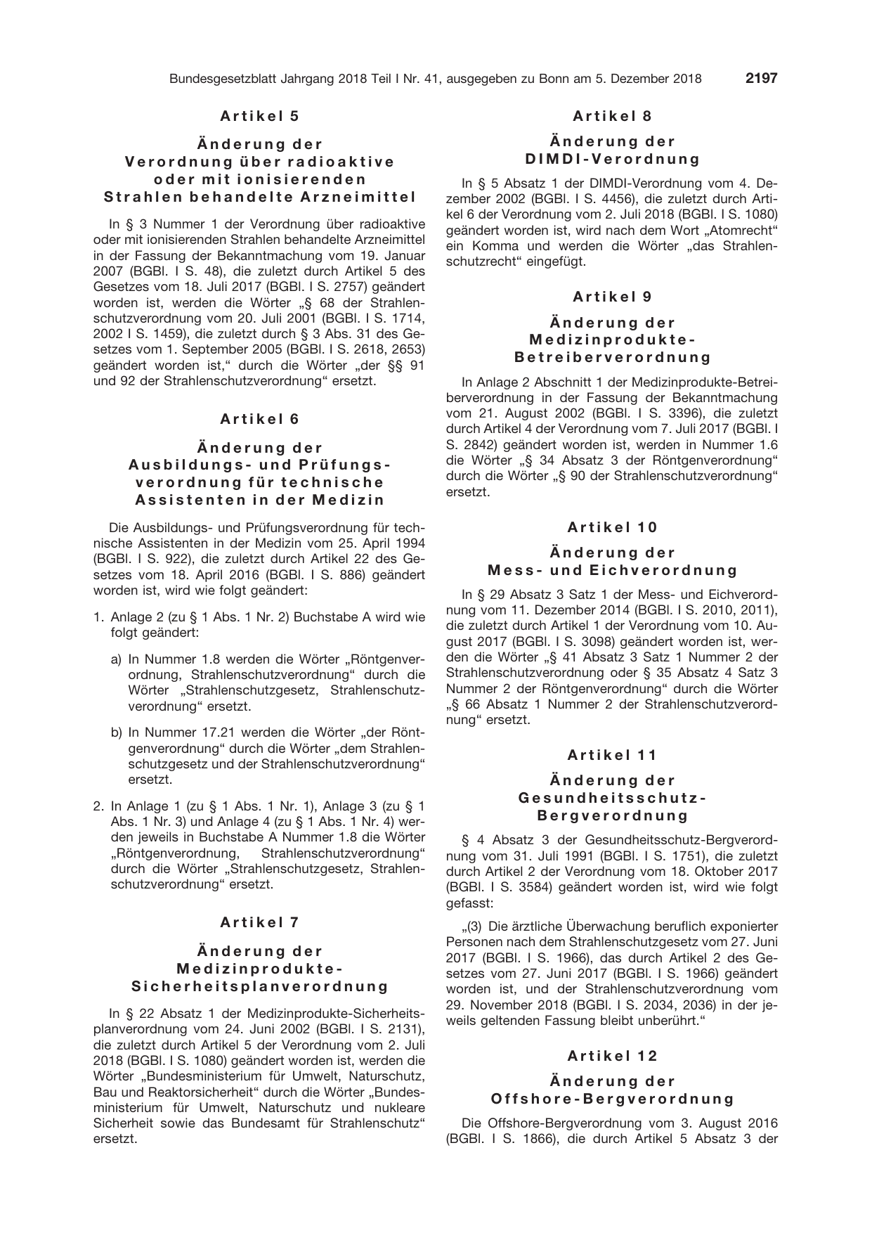 BGBl. 2018, Seite 2197 — Originalseite als Abbildung