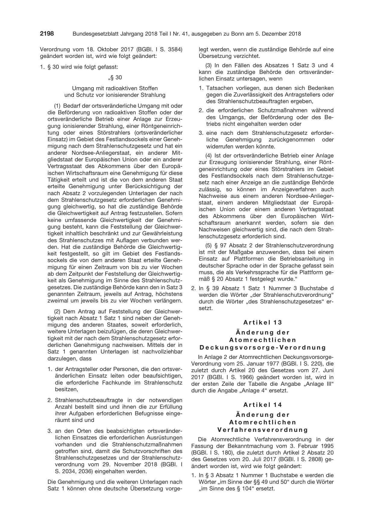 BGBl. 2018, Seite 2198 — Originalseite als Abbildung