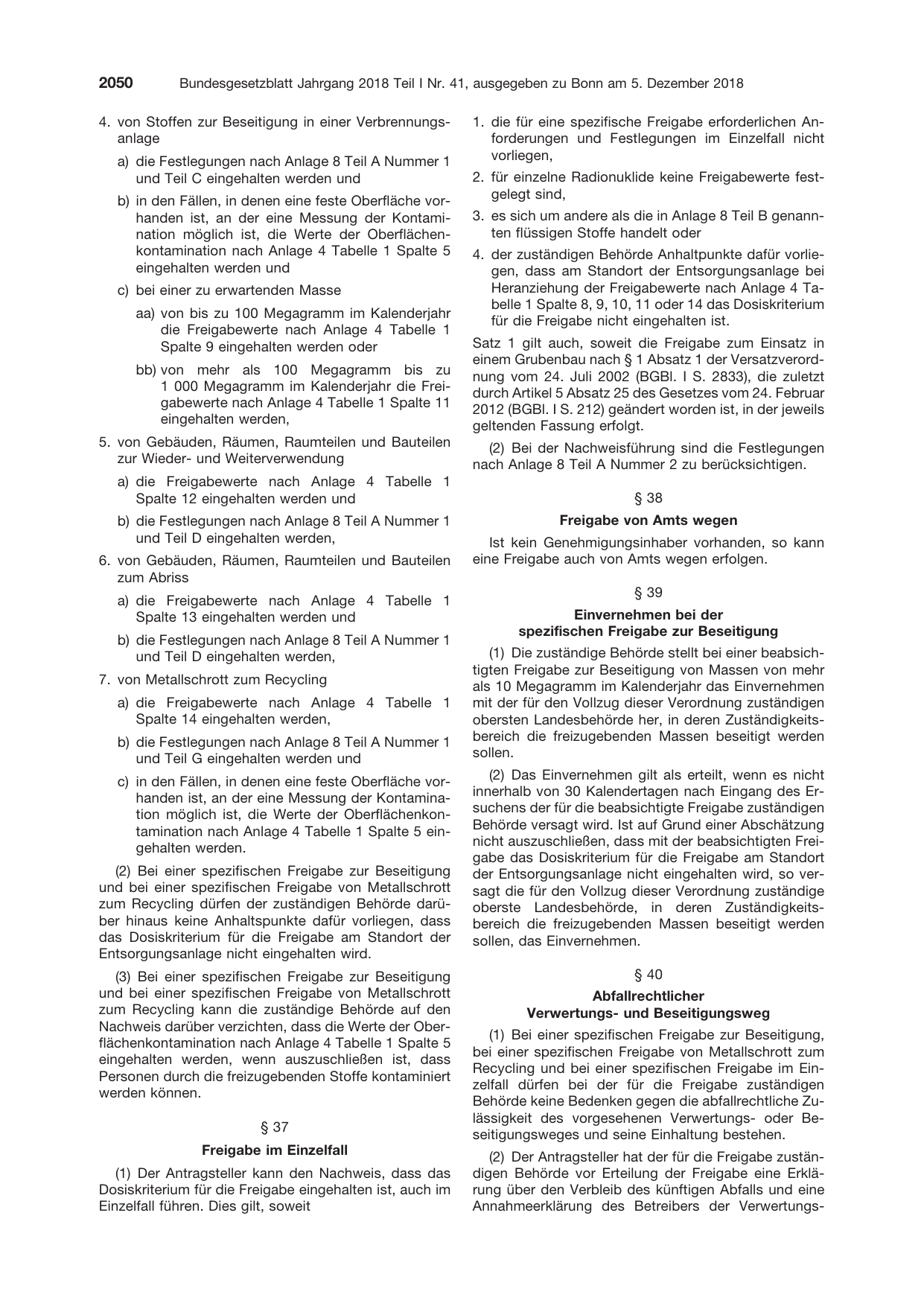 BGBl. 2018, Seite 2050 — Originalseite als Abbildung