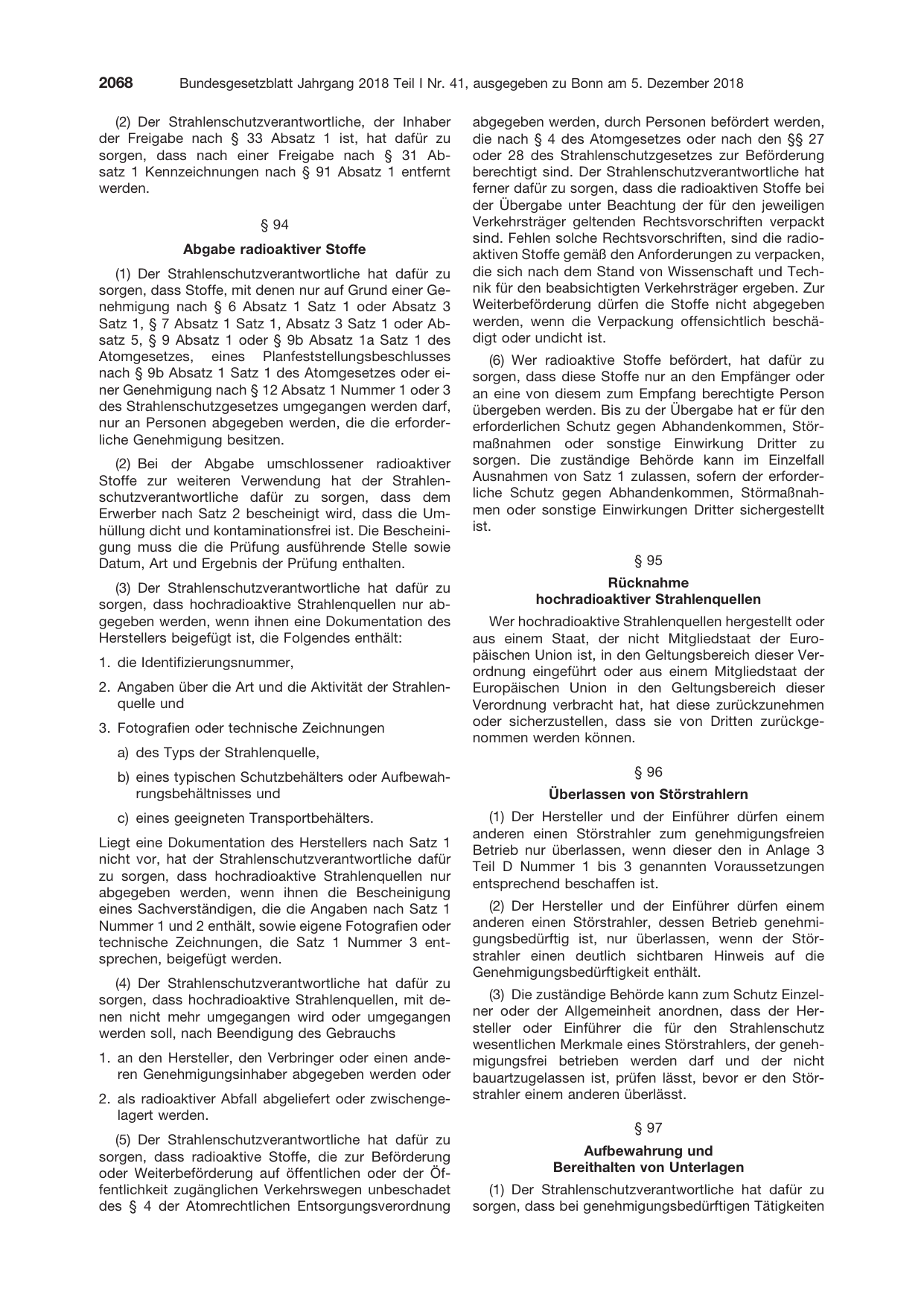 BGBl. 2018, Seite 2068 — Originalseite als Abbildung