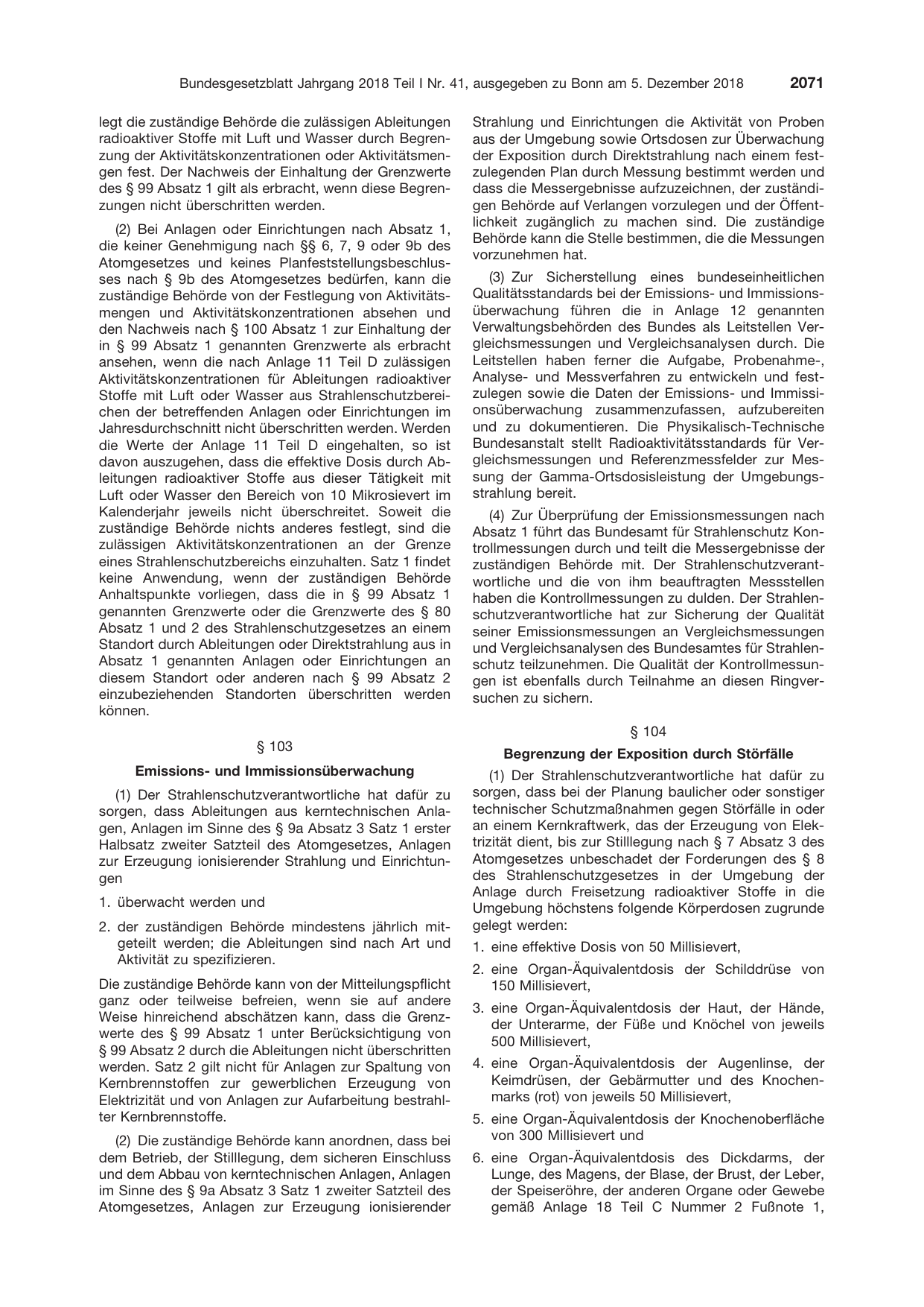 BGBl. 2018, Seite 2071 — Originalseite als Abbildung