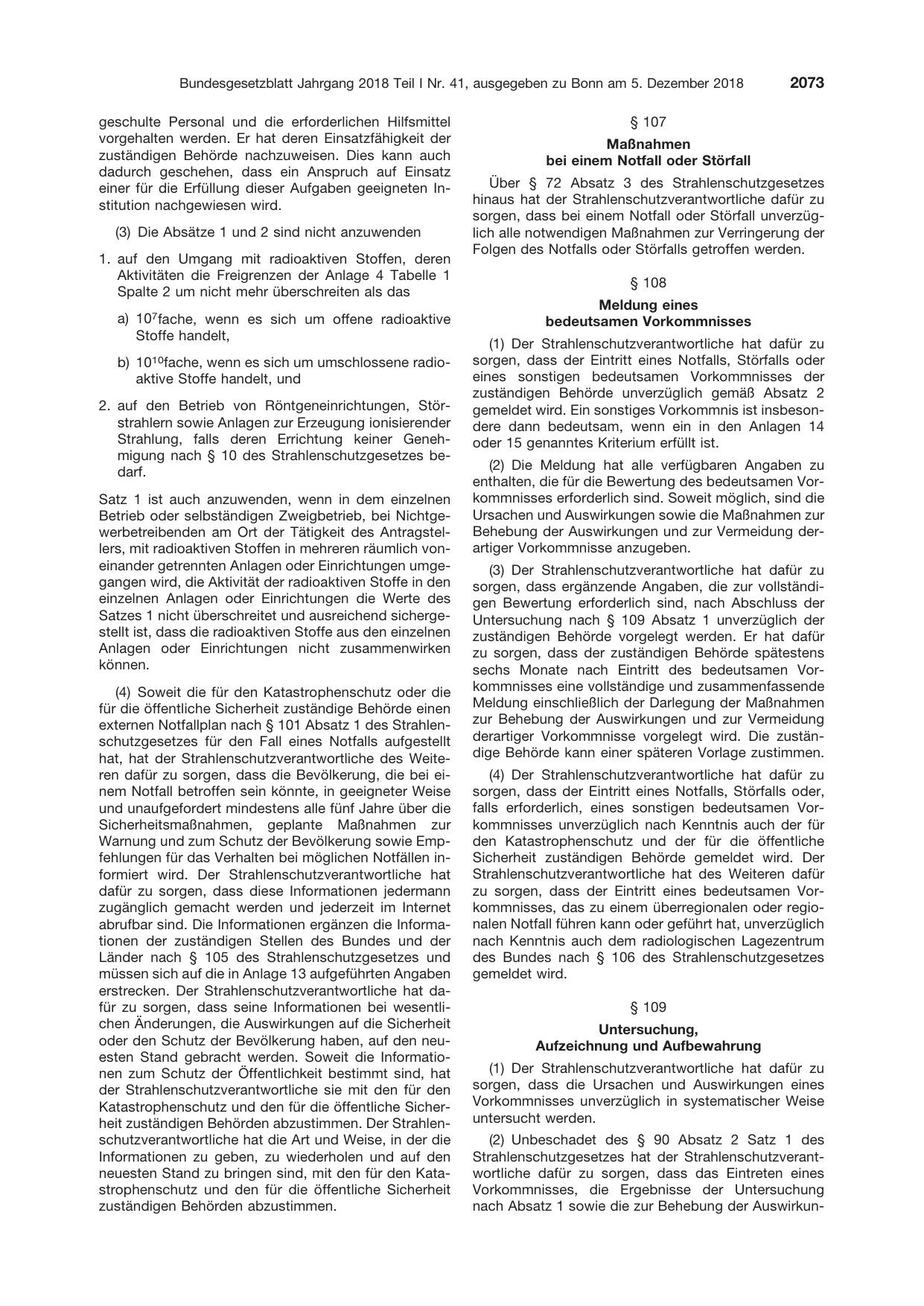 BGBl. 2018, Seite 2073 — Originalseite als Abbildung