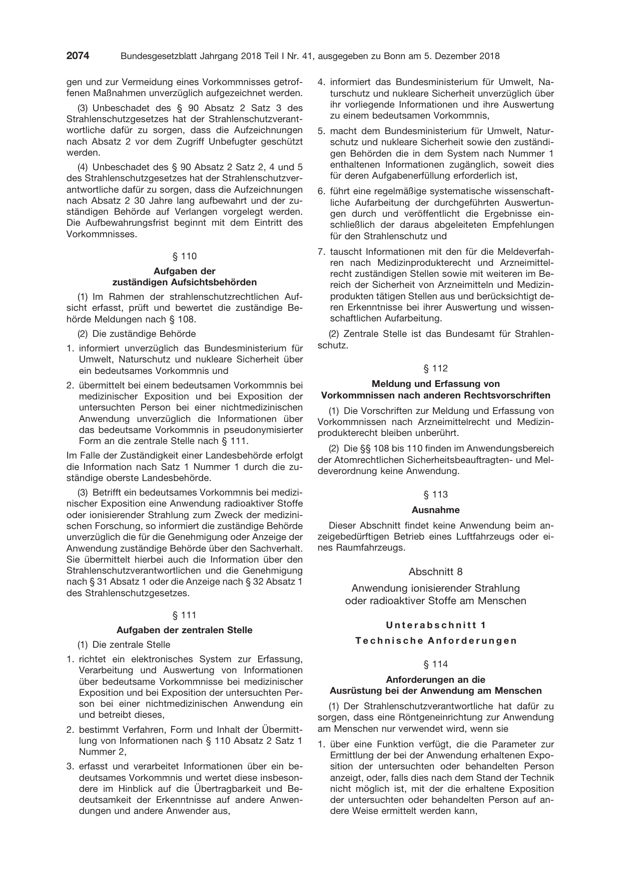 BGBl. 2018, Seite 2074 — Originalseite als Abbildung