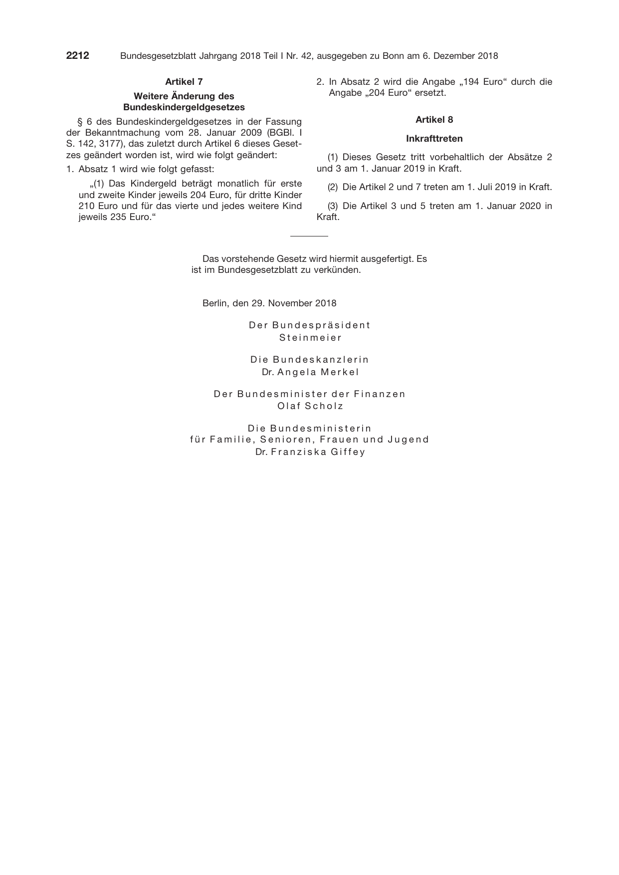 BGBl. 2018, Seite 2212 — Originalseite als Abbildung