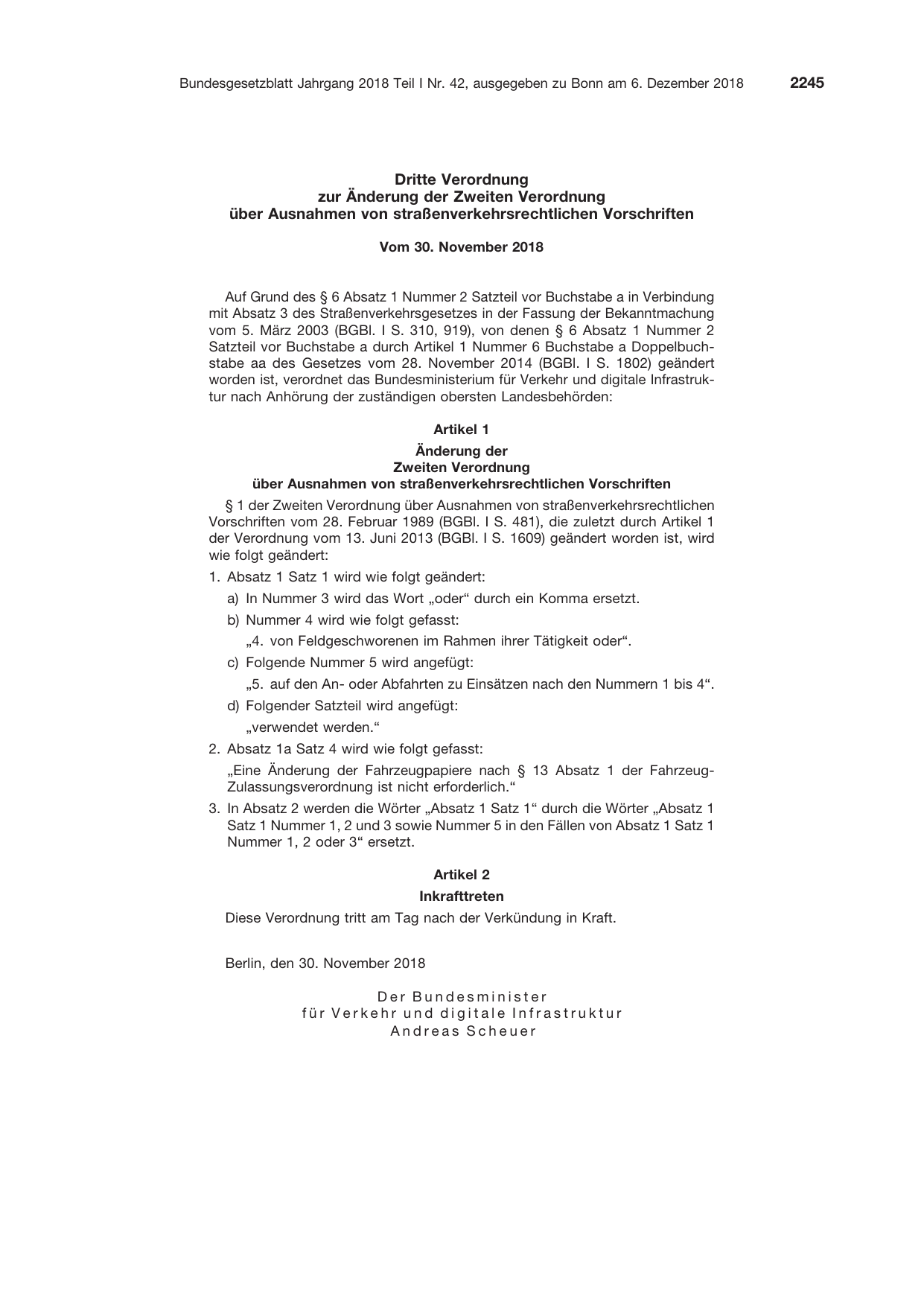 BGBl. 2018, Seite 2245 — Originalseite als Abbildung