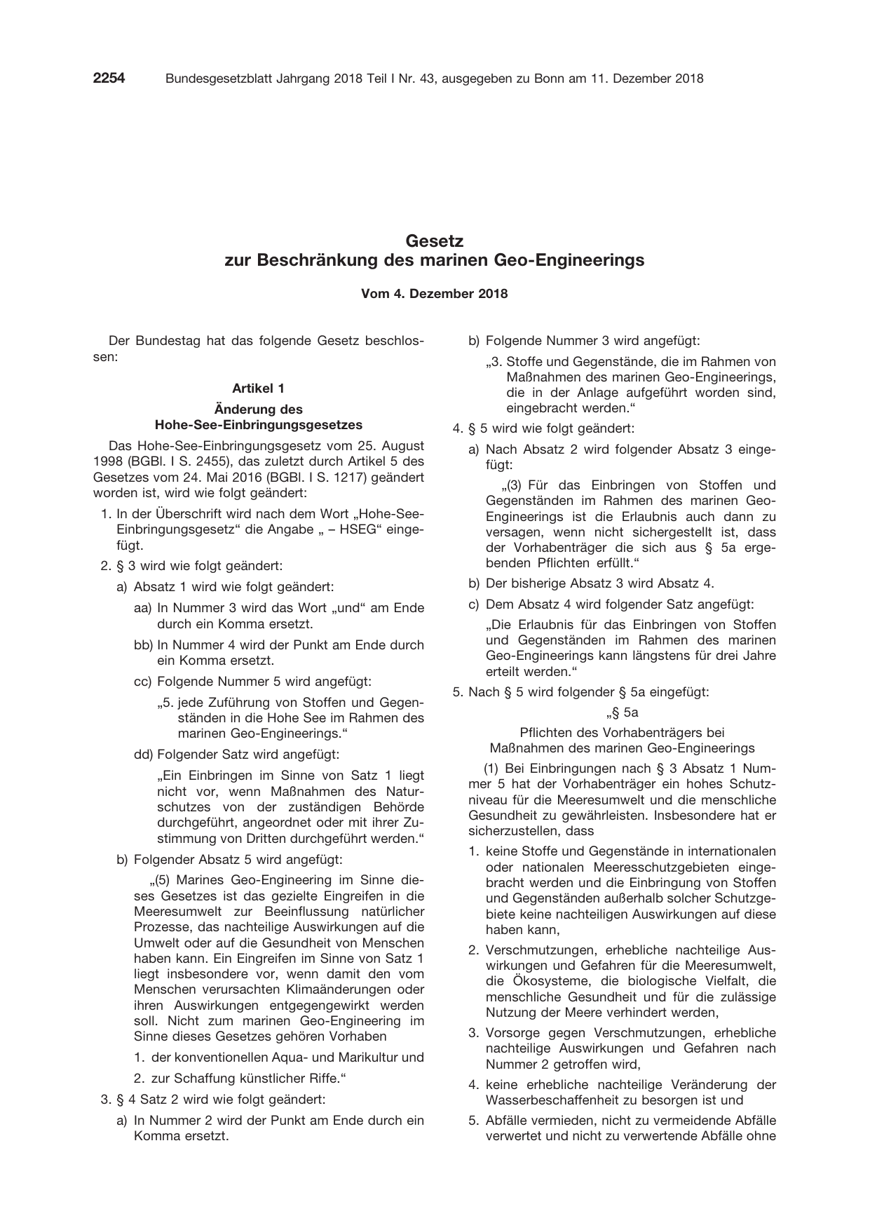BGBl. 2018, Seite 2254 — Originalseite als Abbildung