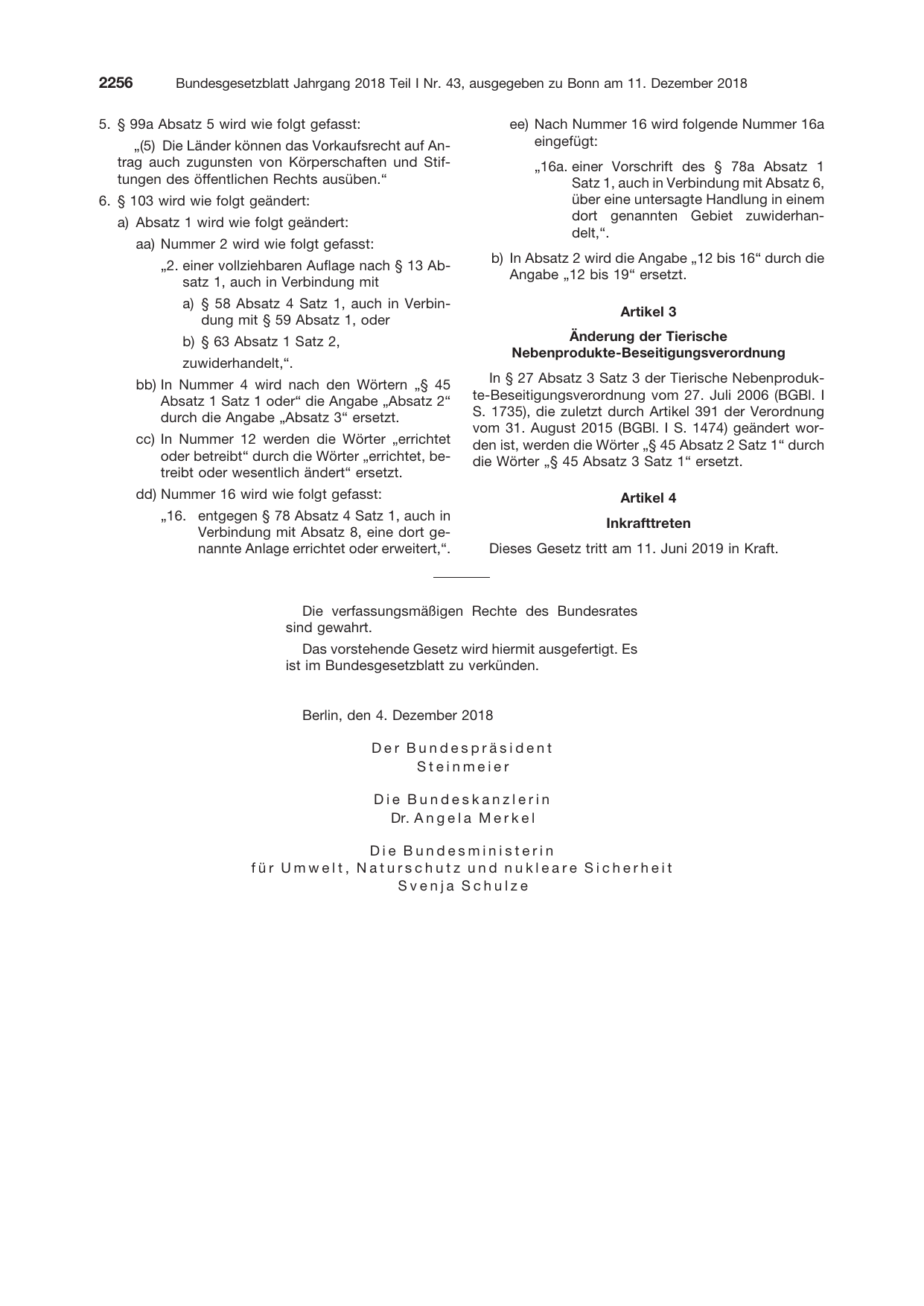 BGBl. 2018, Seite 2256 — Originalseite als Abbildung
