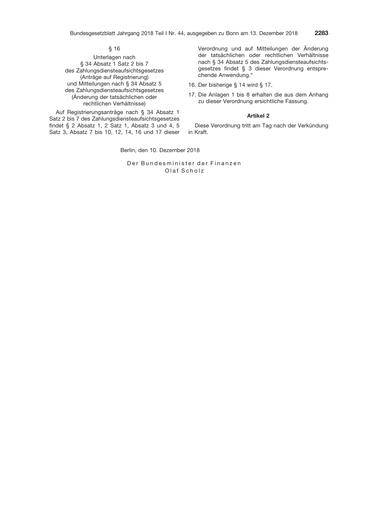 BGBl. 2018, Seite 2283 — Originalseite als Abbildung