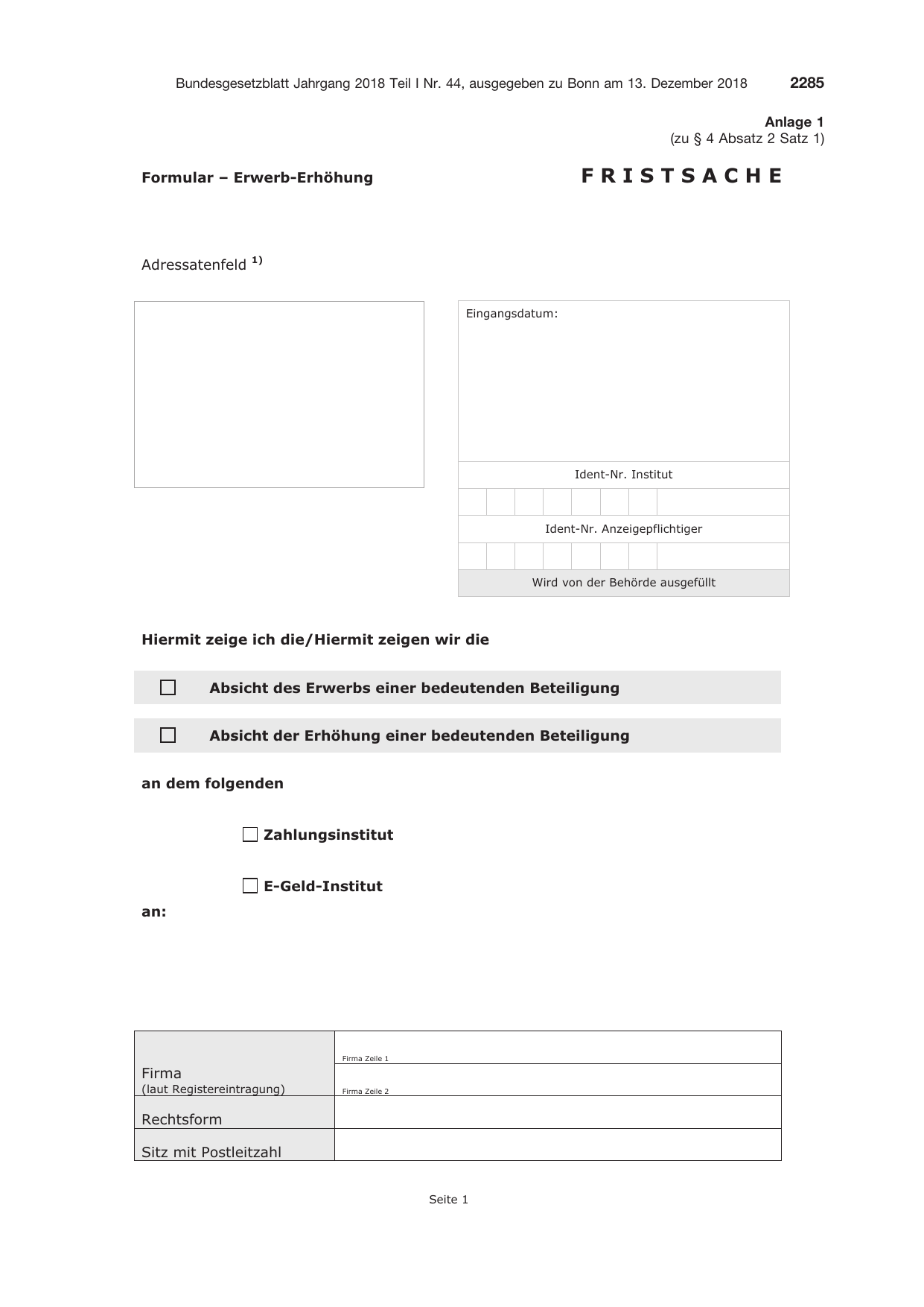 BGBl. 2018, Seite 2285 — Originalseite als Abbildung