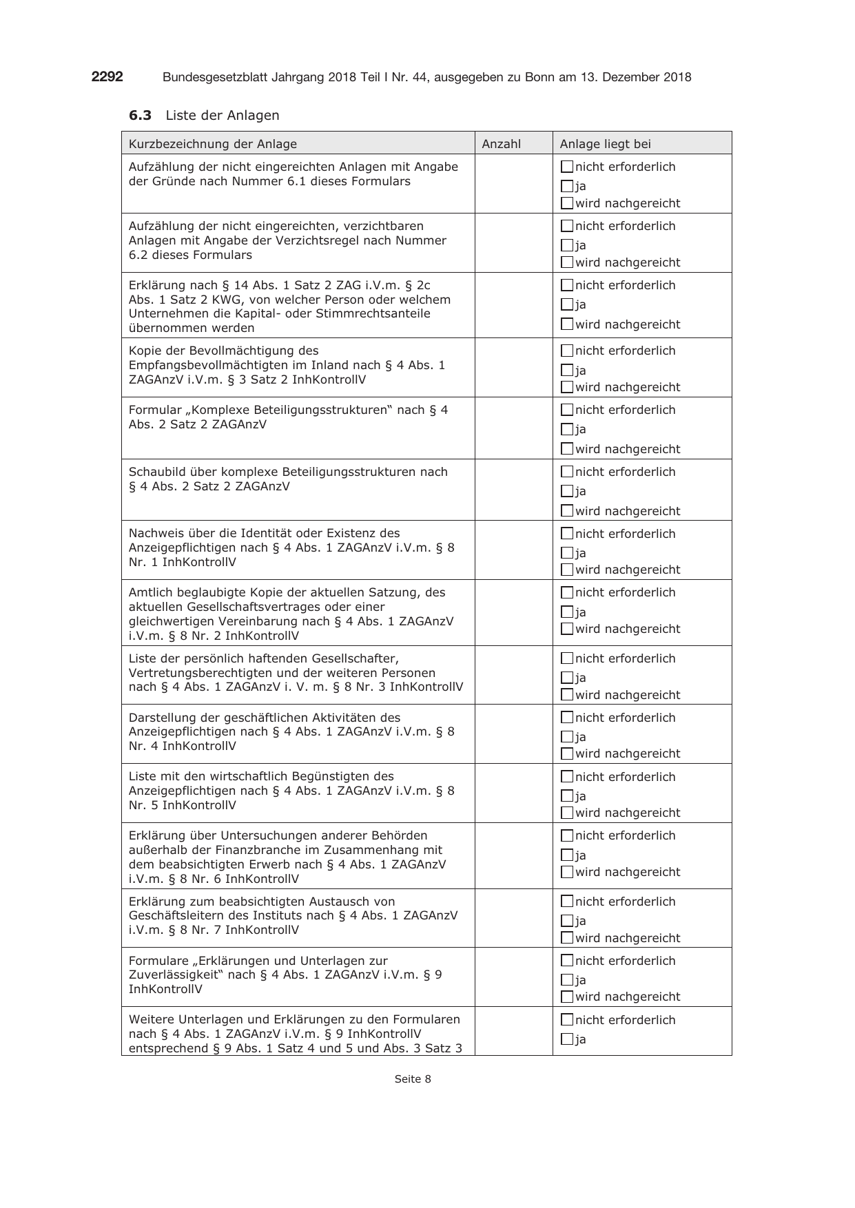 BGBl. 2018, Seite 2292 — Originalseite als Abbildung