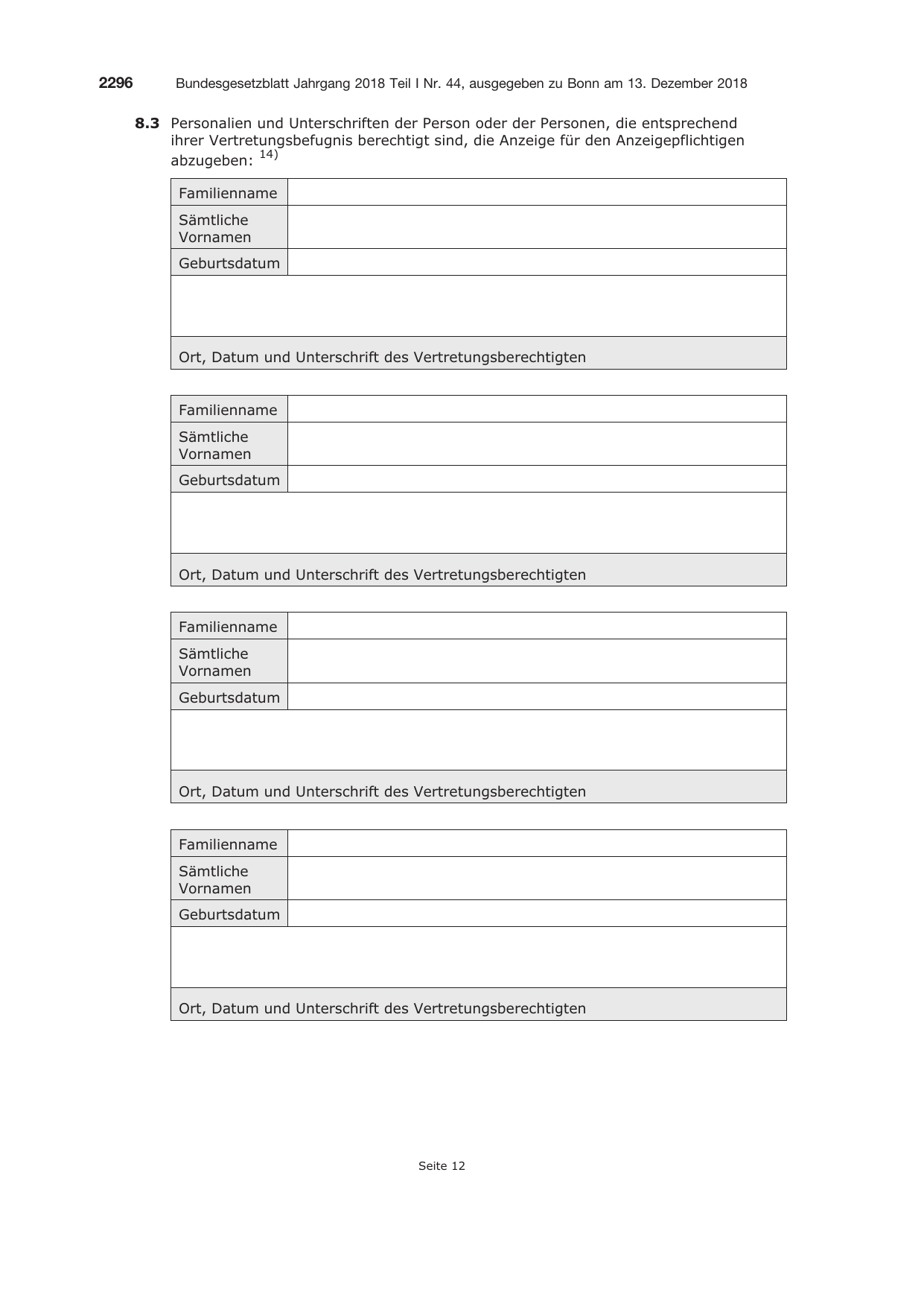 BGBl. 2018, Seite 2296 — Originalseite als Abbildung