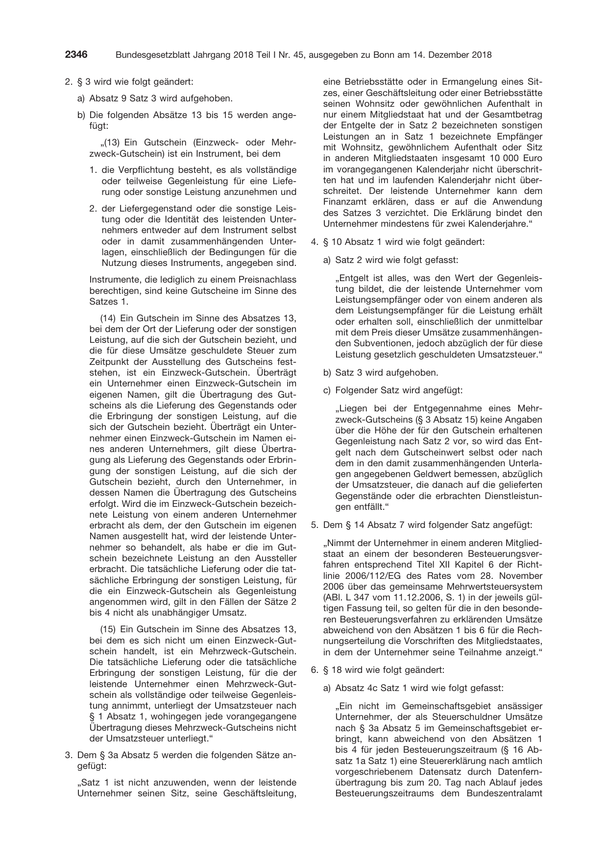 BGBl. 2018, Seite 2346 — Originalseite als Abbildung