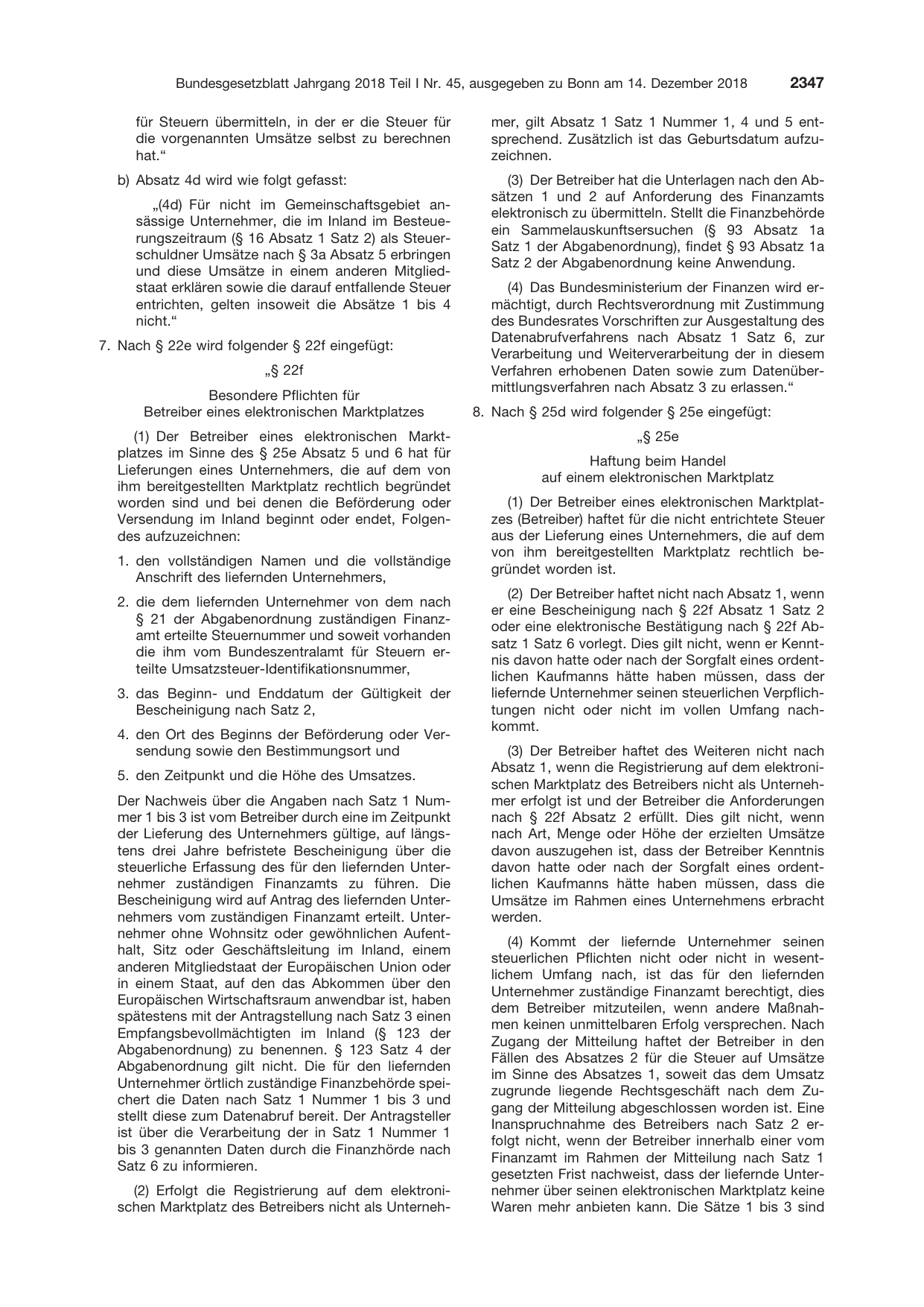 BGBl. 2018, Seite 2347 — Originalseite als Abbildung