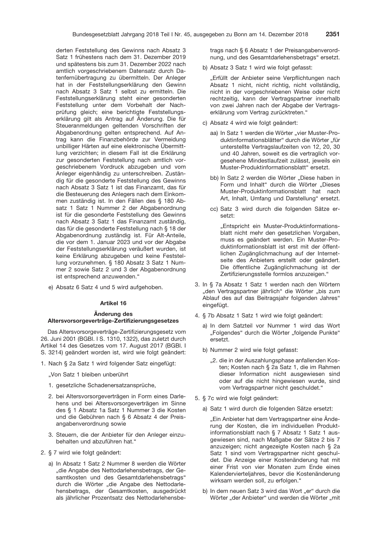 BGBl. 2018, Seite 2351 — Originalseite als Abbildung