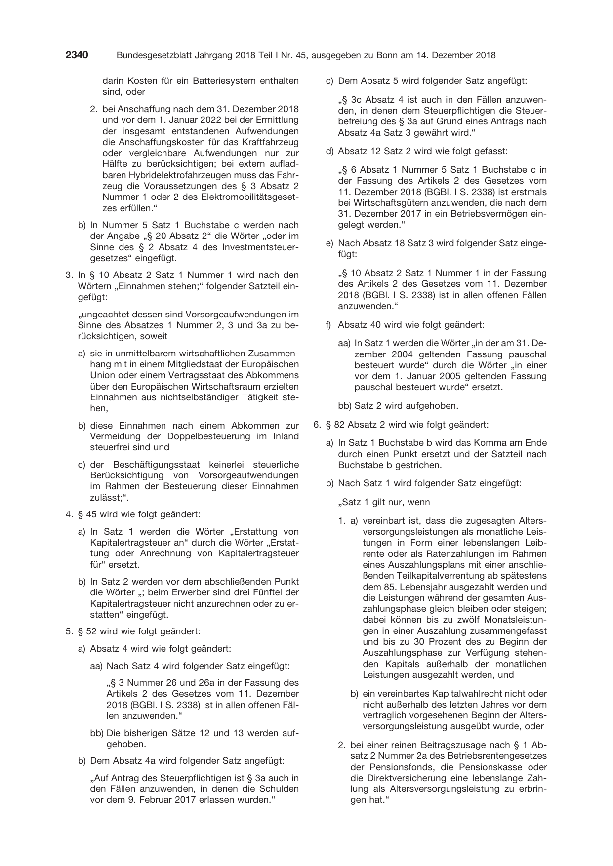 BGBl. 2018, Seite 2340 — Originalseite als Abbildung
