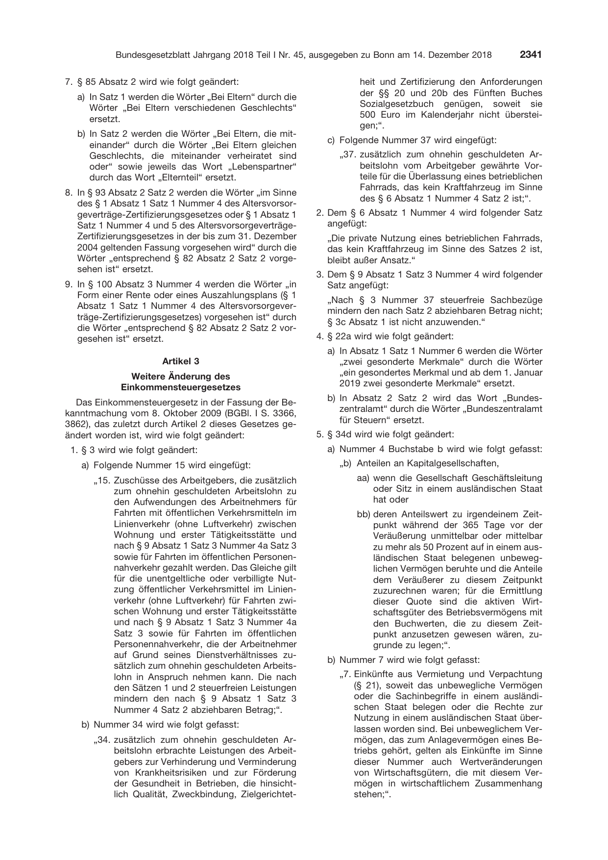 BGBl. 2018, Seite 2341 — Originalseite als Abbildung