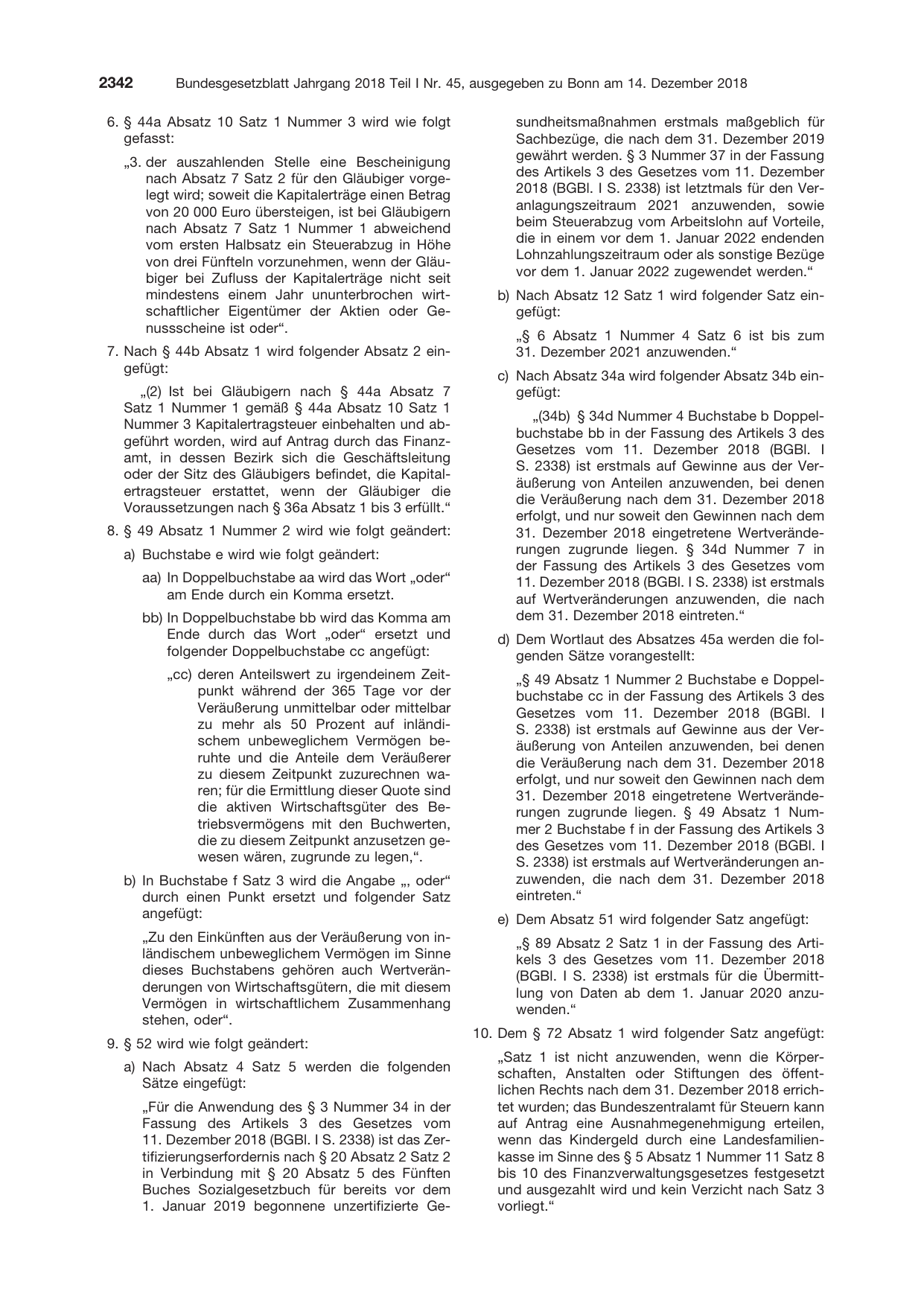 BGBl. 2018, Seite 2342 — Originalseite als Abbildung