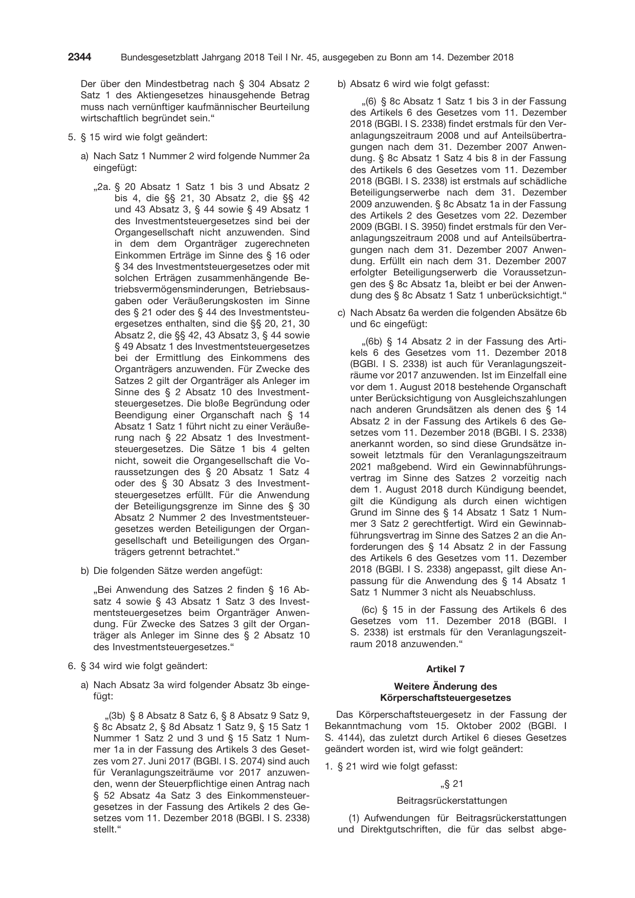 BGBl. 2018, Seite 2344 — Originalseite als Abbildung