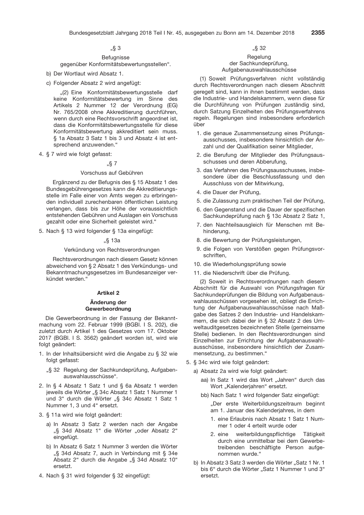 BGBl. 2018, Seite 2355 — Originalseite als Abbildung