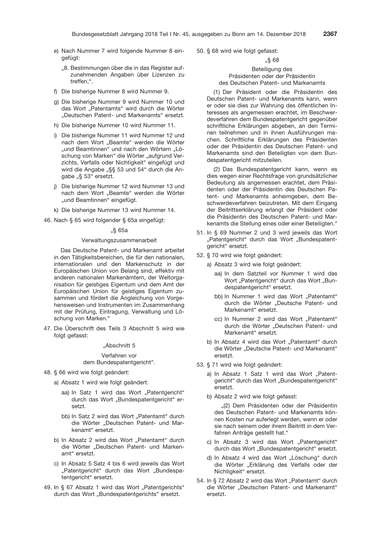 BGBl. 2018, Seite 2367 — Originalseite als Abbildung