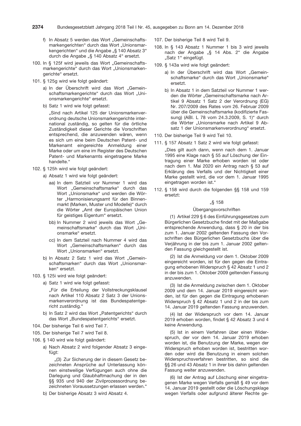 BGBl. 2018, Seite 2374 — Originalseite als Abbildung