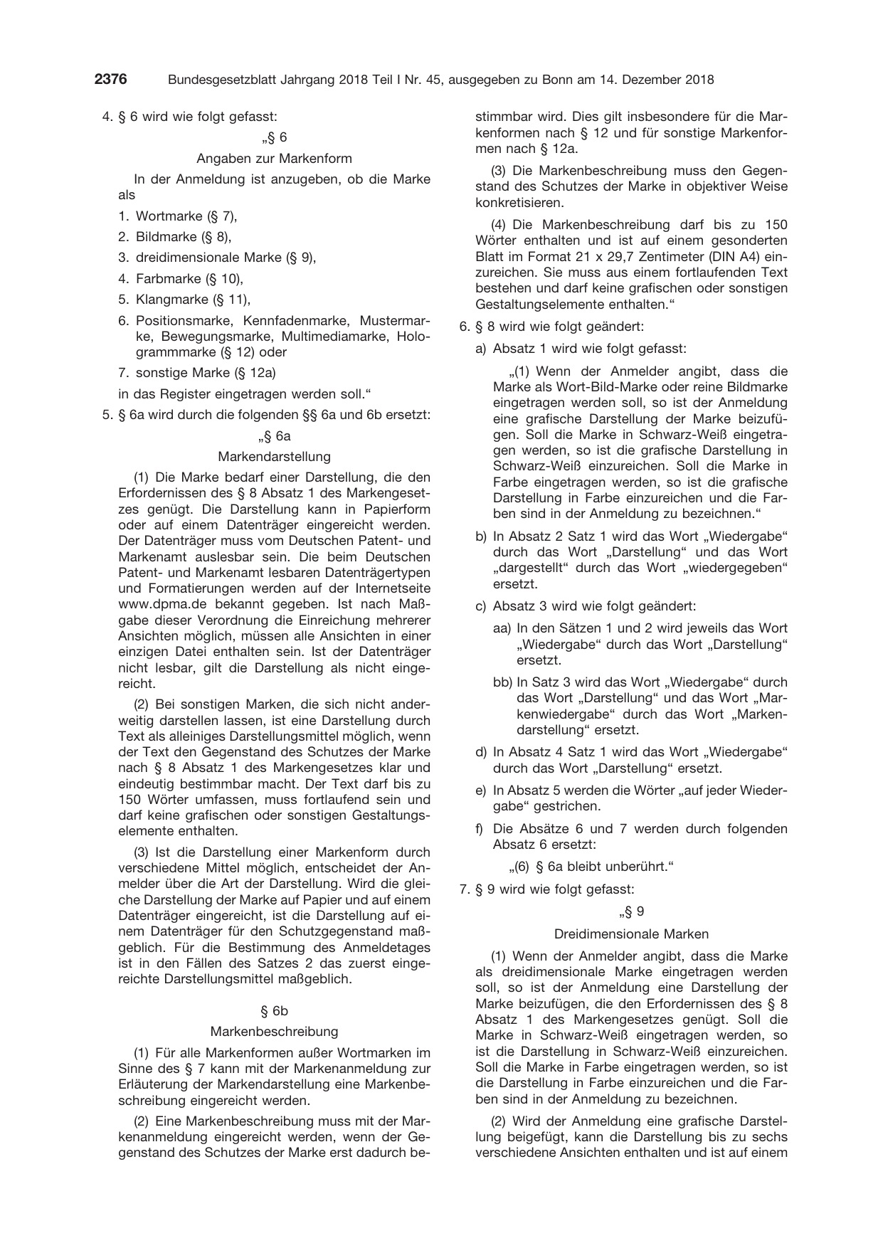 BGBl. 2018, Seite 2376 — Originalseite als Abbildung