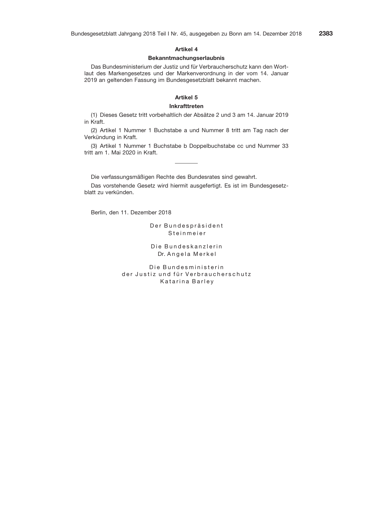 BGBl. 2018, Seite 2383 — Originalseite als Abbildung
