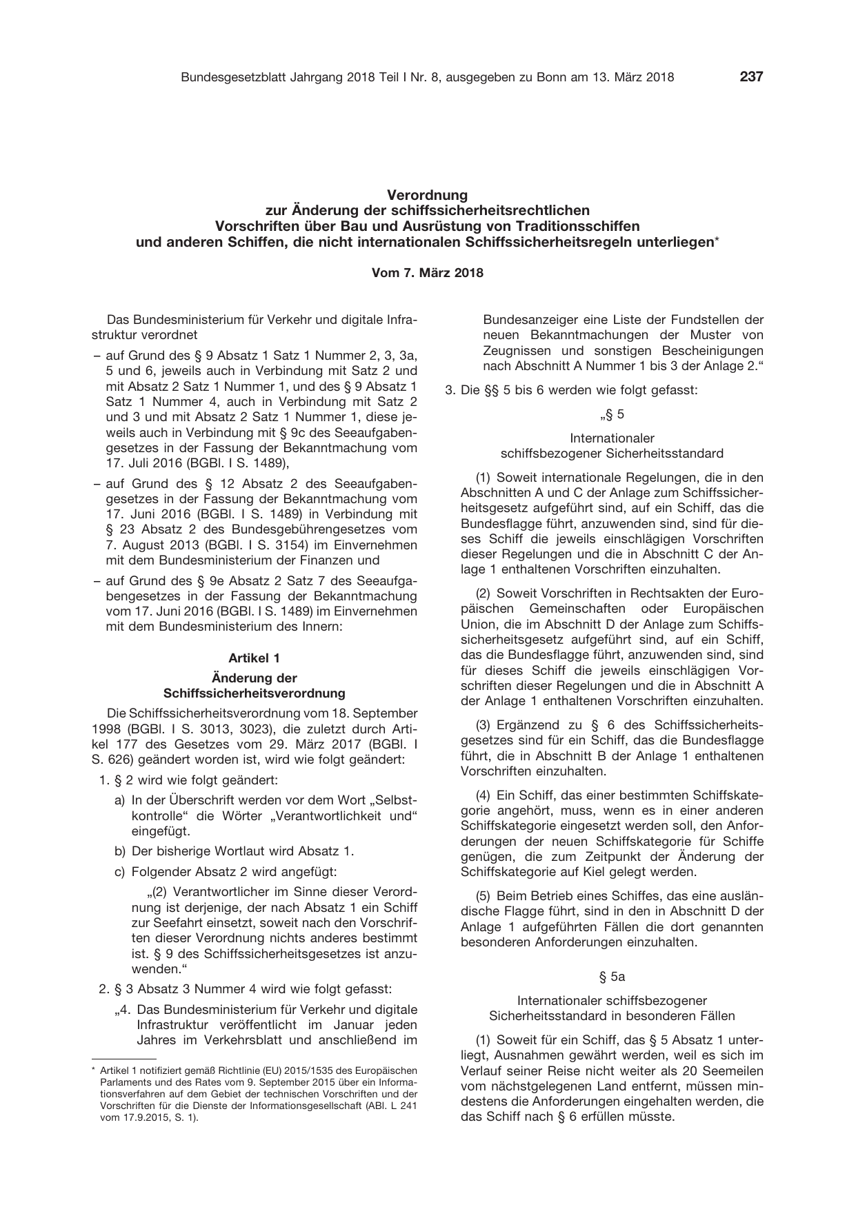 BGBl. 2018, Seite 237 — Originalseite als Abbildung