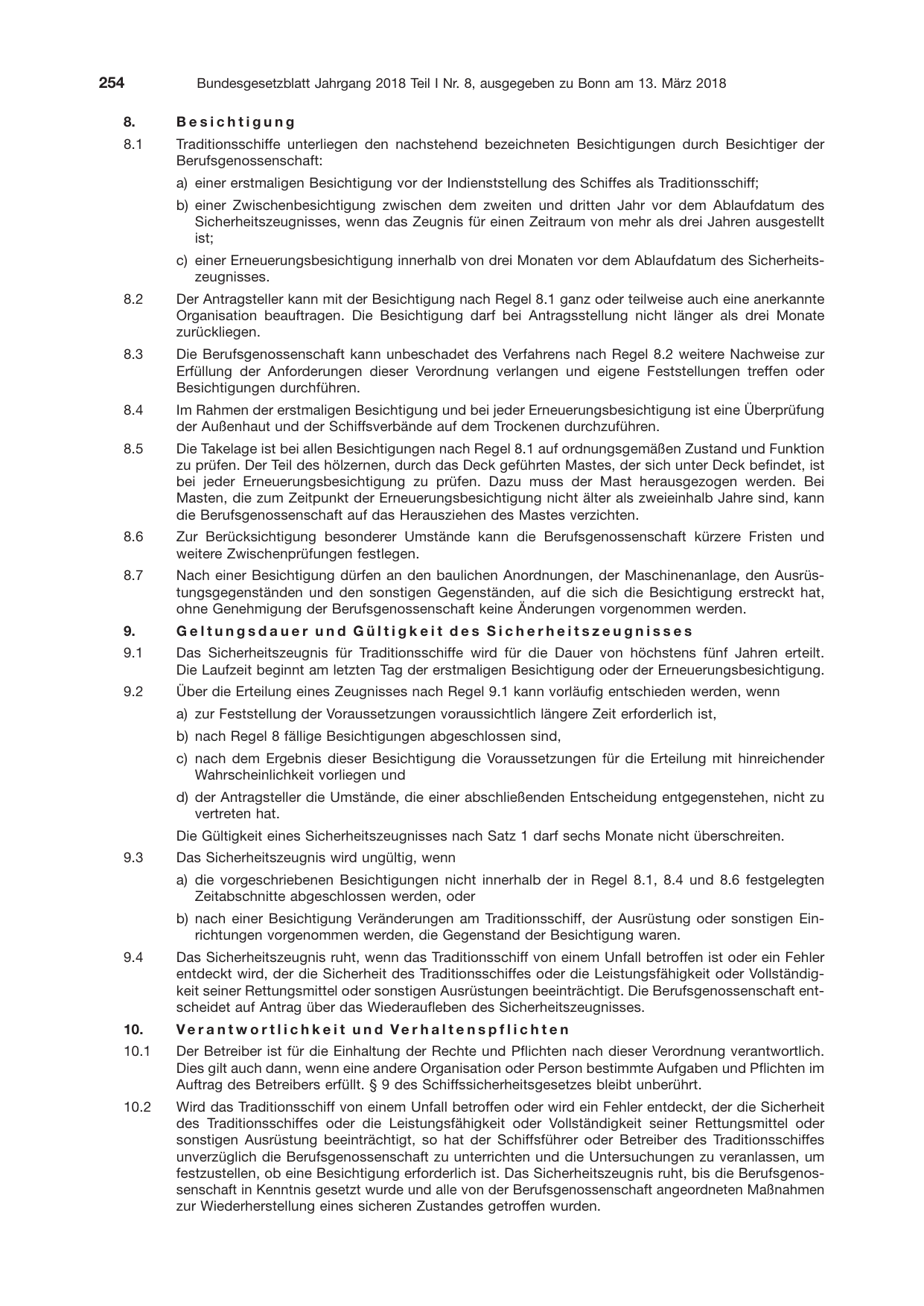 BGBl. 2018, Seite 254 — Originalseite als Abbildung