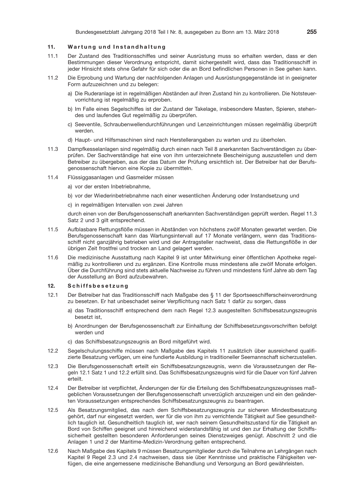 BGBl. 2018, Seite 255 — Originalseite als Abbildung