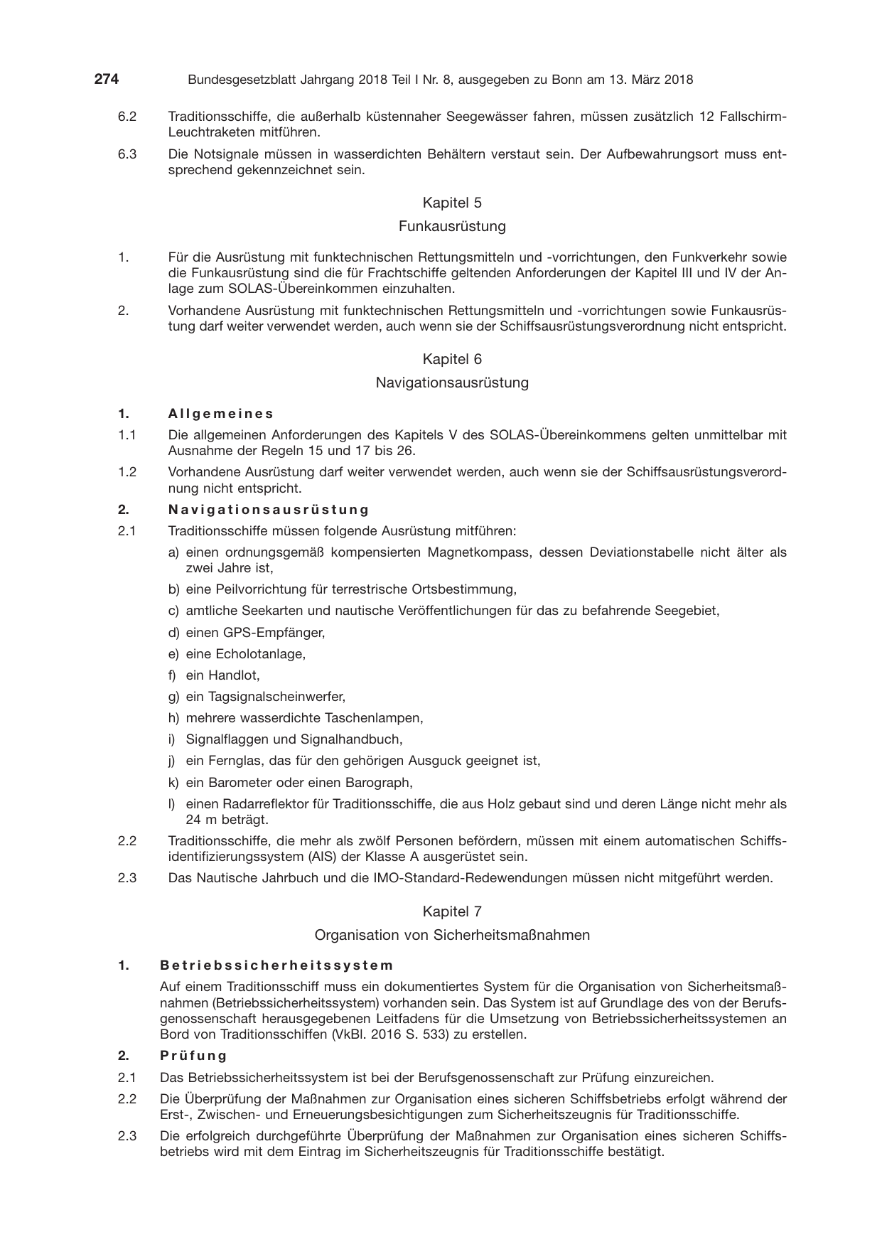 BGBl. 2018, Seite 274 — Originalseite als Abbildung