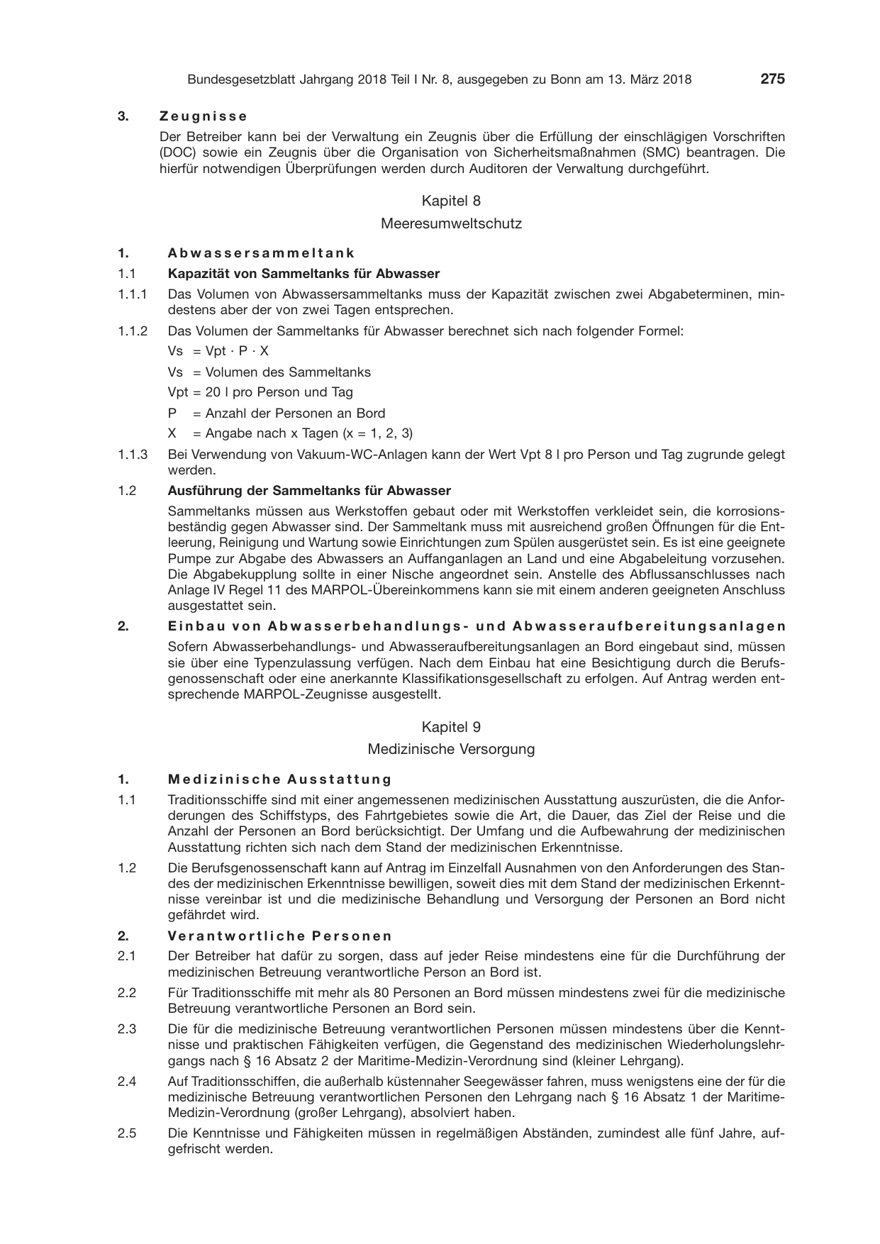 BGBl. 2018, Seite 275 — Originalseite als Abbildung