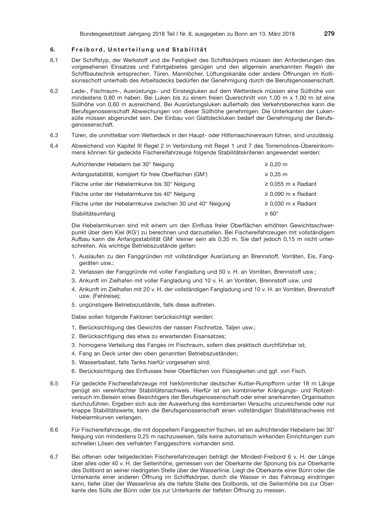 BGBl. 2018, Seite 279 — Originalseite als Abbildung