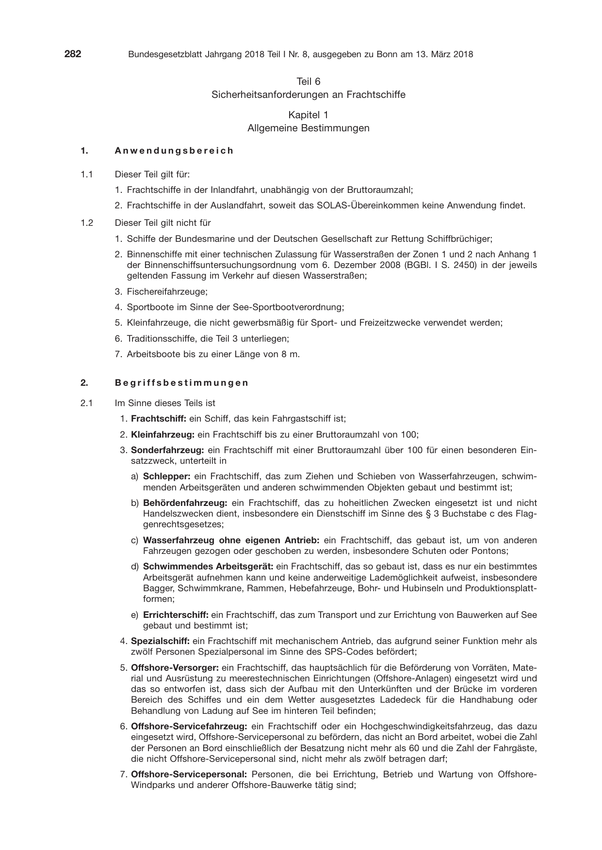 BGBl. 2018, Seite 282 — Originalseite als Abbildung