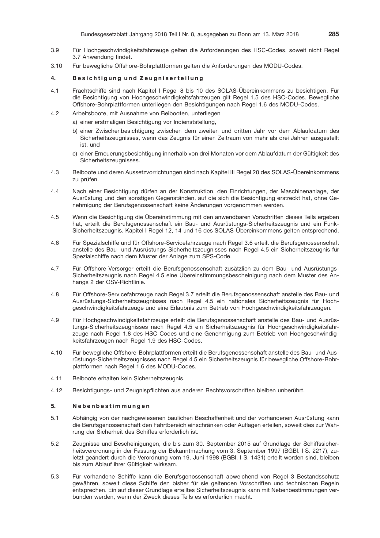 BGBl. 2018, Seite 285 — Originalseite als Abbildung