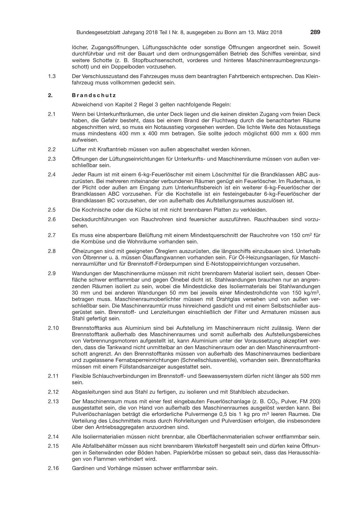 BGBl. 2018, Seite 289 — Originalseite als Abbildung