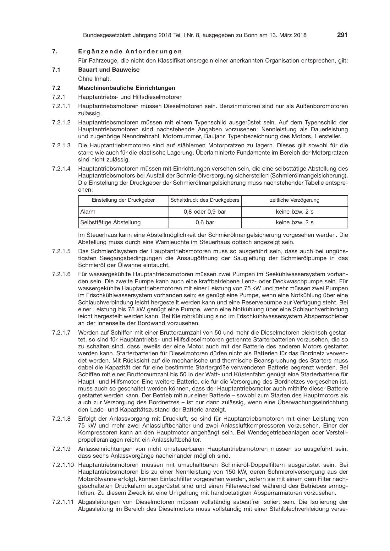 BGBl. 2018, Seite 291 — Originalseite als Abbildung