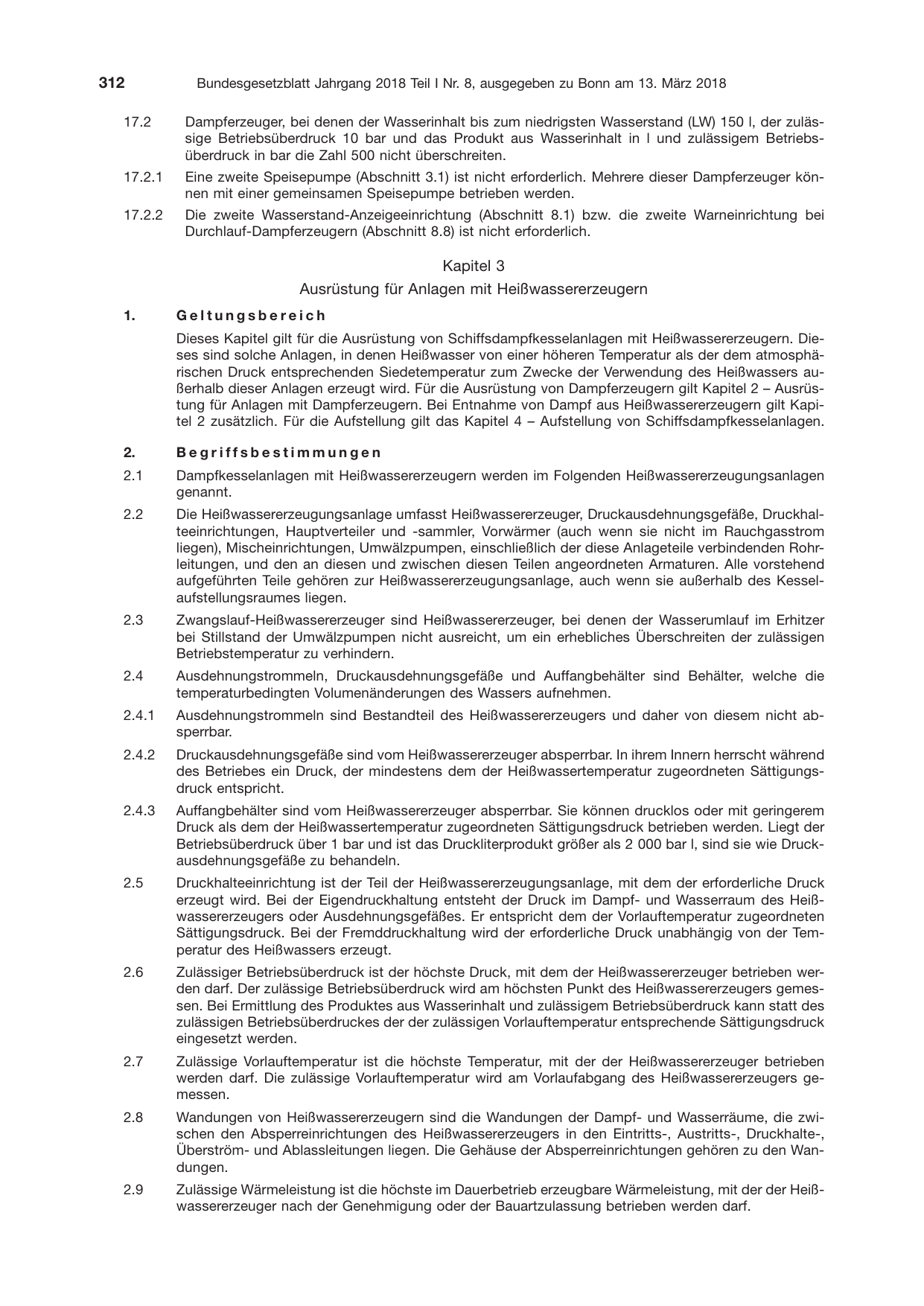 BGBl. 2018, Seite 312 — Originalseite als Abbildung