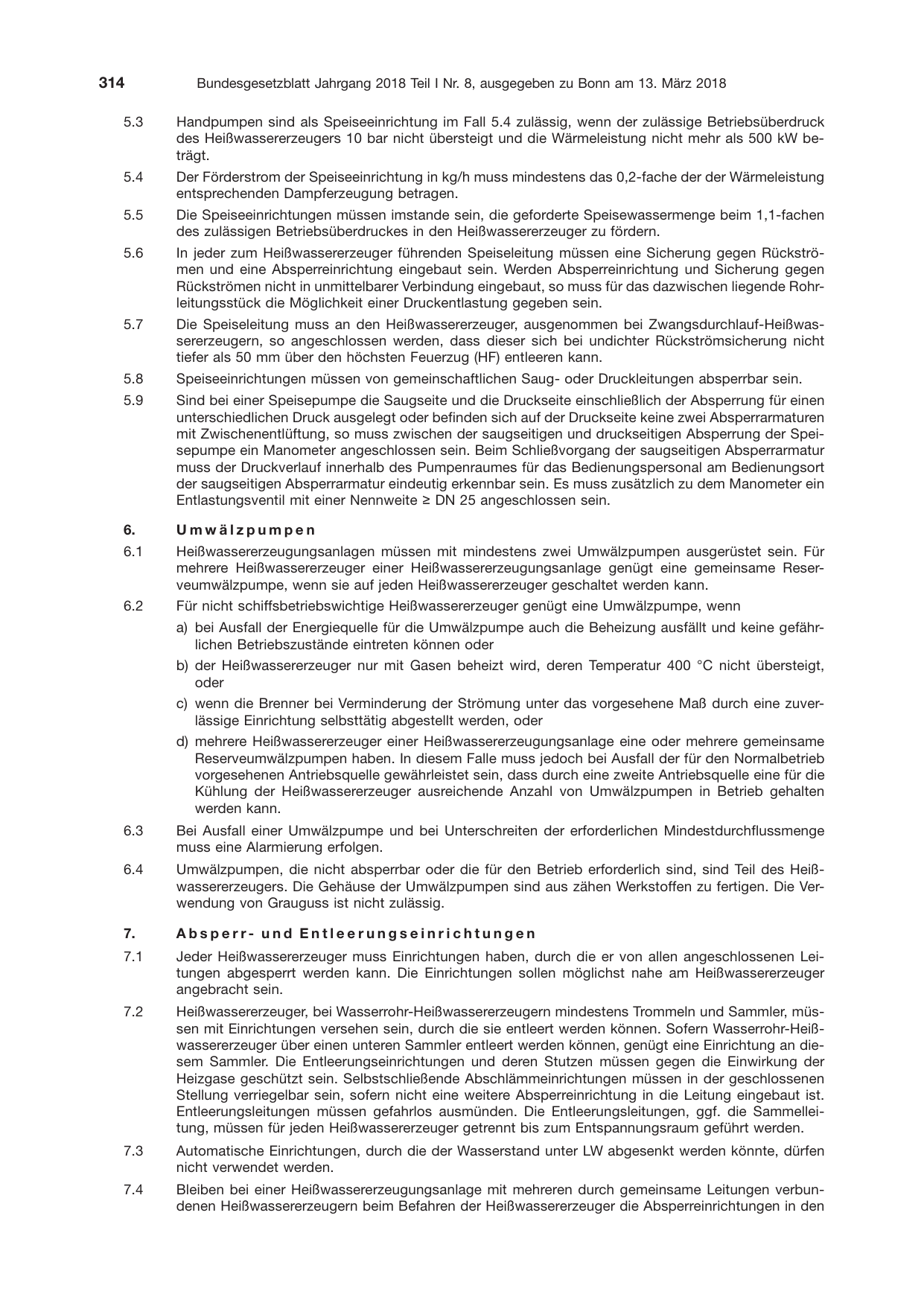 BGBl. 2018, Seite 314 — Originalseite als Abbildung